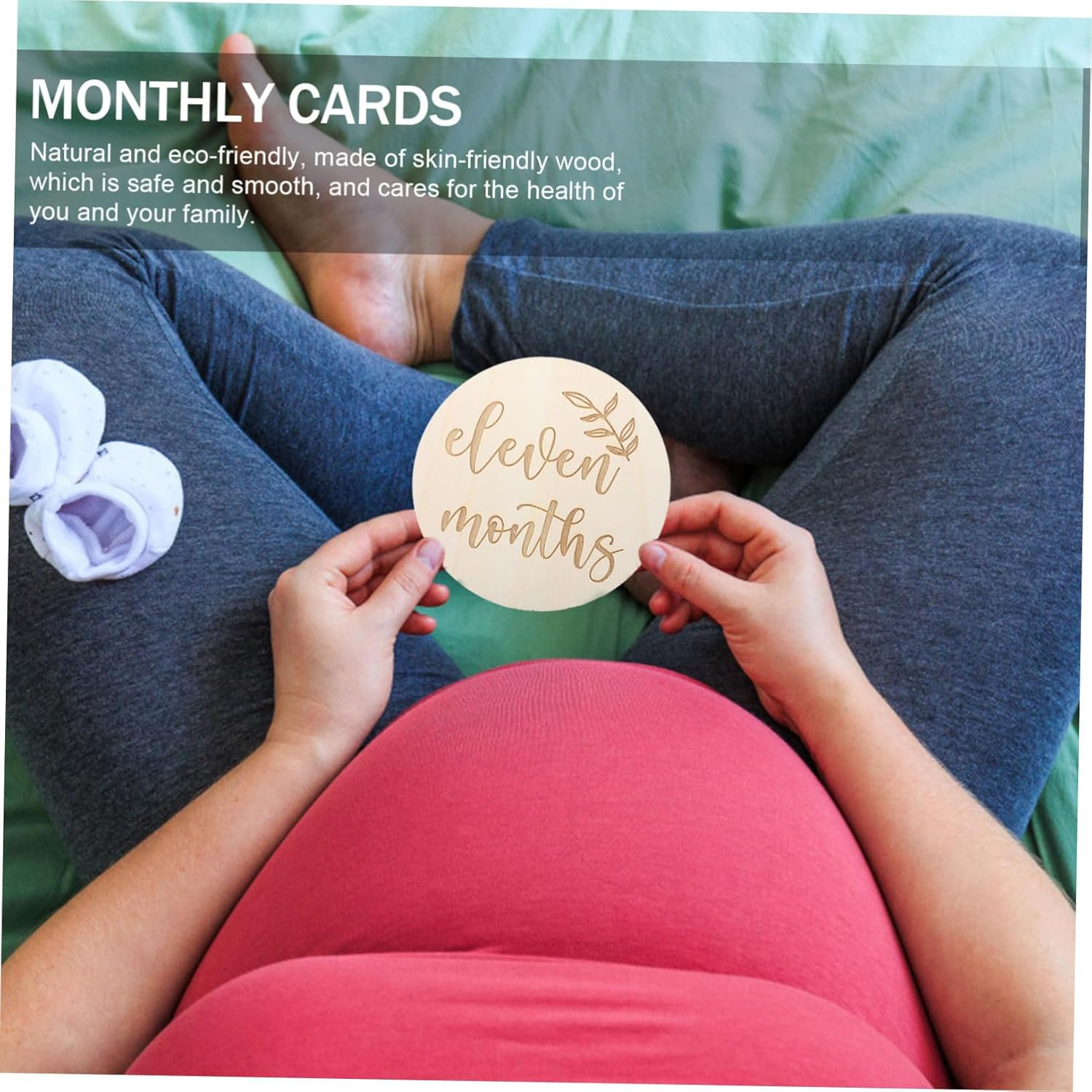 Kisangel Wooden Milestone Cards Newborn Monthly Photo Cards Greeting for Boys and Girls image number 1