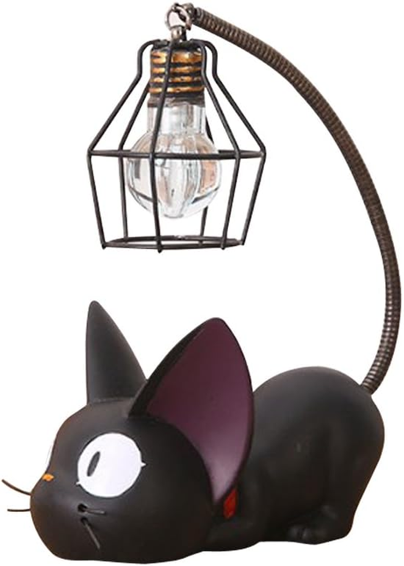 Resin Cat Design Lamp Creative Night Light Table Bedside Lamps for Reading (Iron Wire Lampshade,3.1 X 4.7 X 6.7Inch)