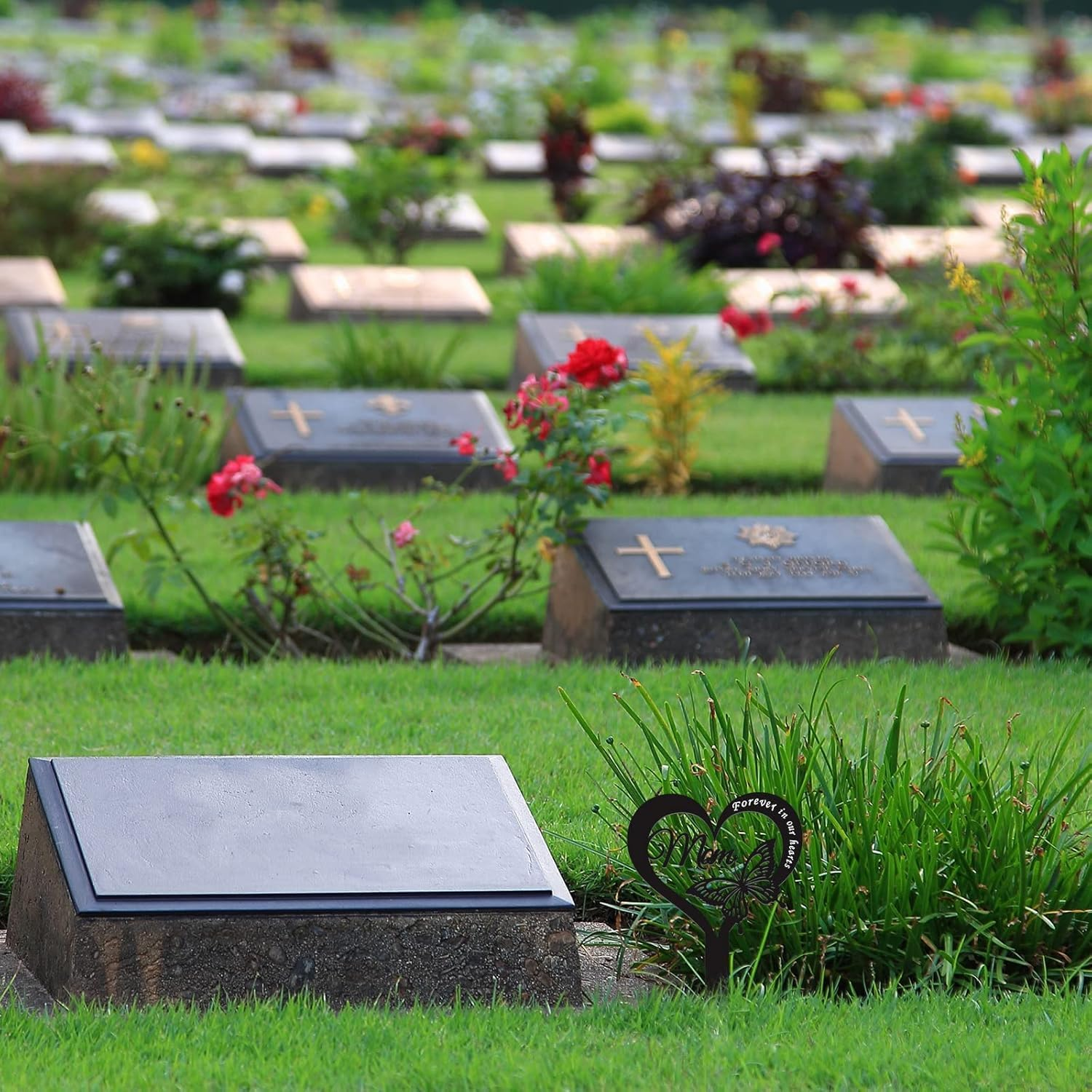 Pacify Grave Decorations for Cemetery, Metal Grave Marker for Mom Waterproof Memorial Plaques Sympathy Grave Stake for Loved Ones Remembrance Tribute (Mom) image number 5