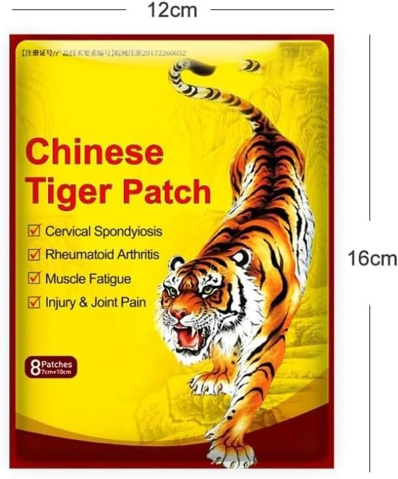 80Pack(8Pack/Bag) Chinese Pain Relief Plaster,Tiger Relief Patches, Tiger Plaster, Back Patch for Knee, Neck, Muscle, Shoulders, Body Herbal Plaster for Arthritis Knee Joints Back Pain image number 4