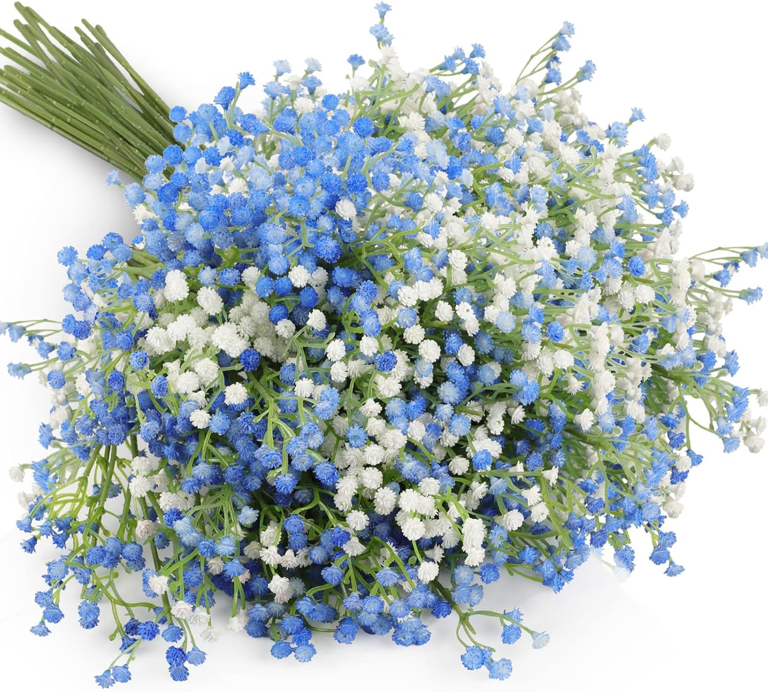 10Pcs Artificial Breath Flowers Fake Real Touch Flowers for Wedding DIY Wreath Table Centerpieces Floral Arrangement Home Decor(White&Blue)