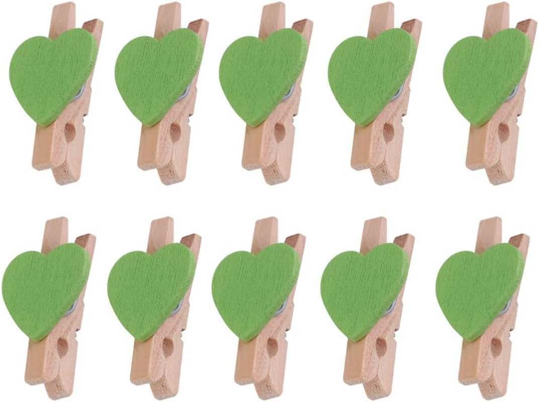 Kisangel Love Clips Mini Wooden Photo Holders Red Heart Small Craft Pegs 1.2 Inch for Home Decoration Fixation
