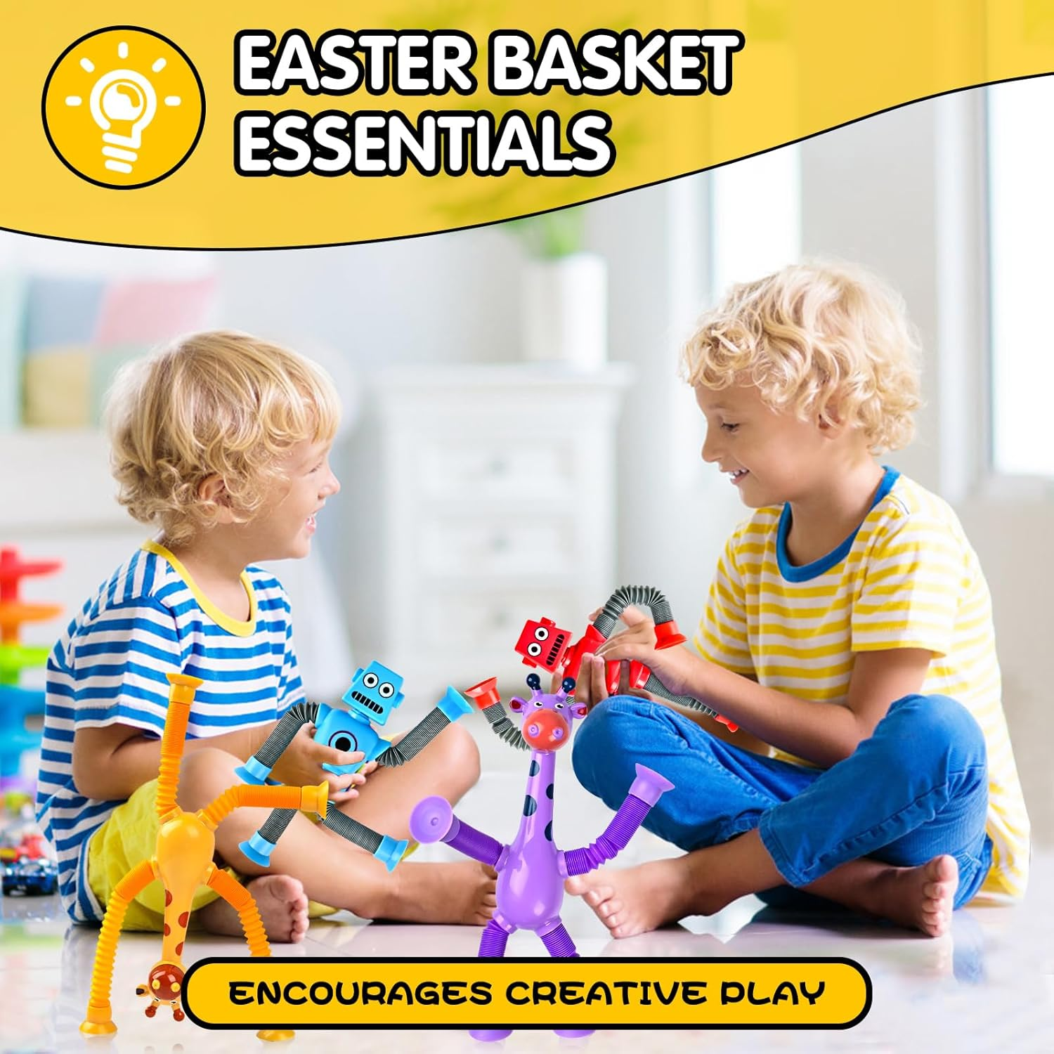 CHESLICR Autism Sensory Toys for Kid Boys Year Old Ages 4 5 6 7 8 9 10(4PCS), Suction Robot Toy Pop Tube Fidget Toys Autistic Travel Toys Valentine'S Day Gift Easter Basket Stocking Stuffer for Kids image number 2