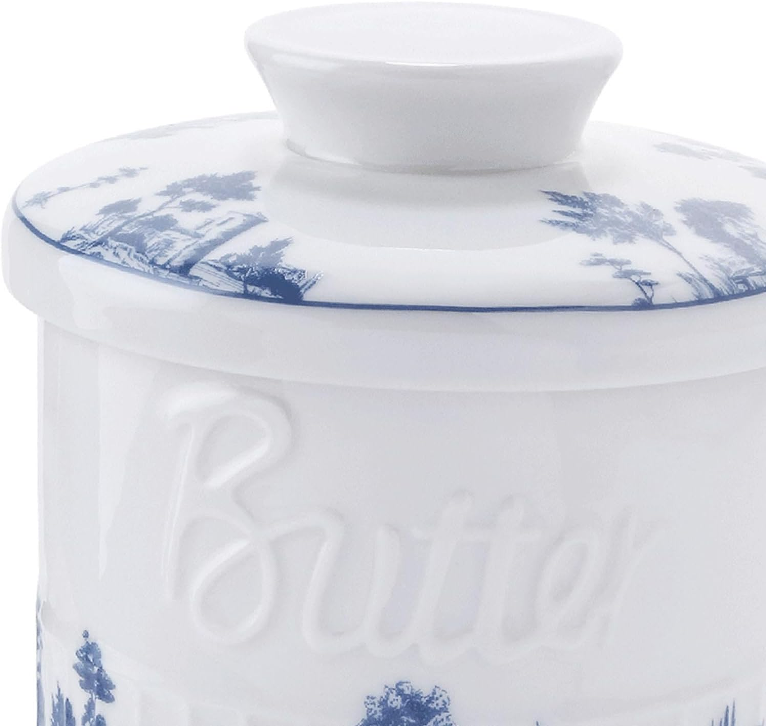 Fenteer Butter Dish Butter Crock with Lid for Soft Butter Porcelain Butter Container Butter Keeper for Cafe Dining Table Centerpiece , Style A image number 4