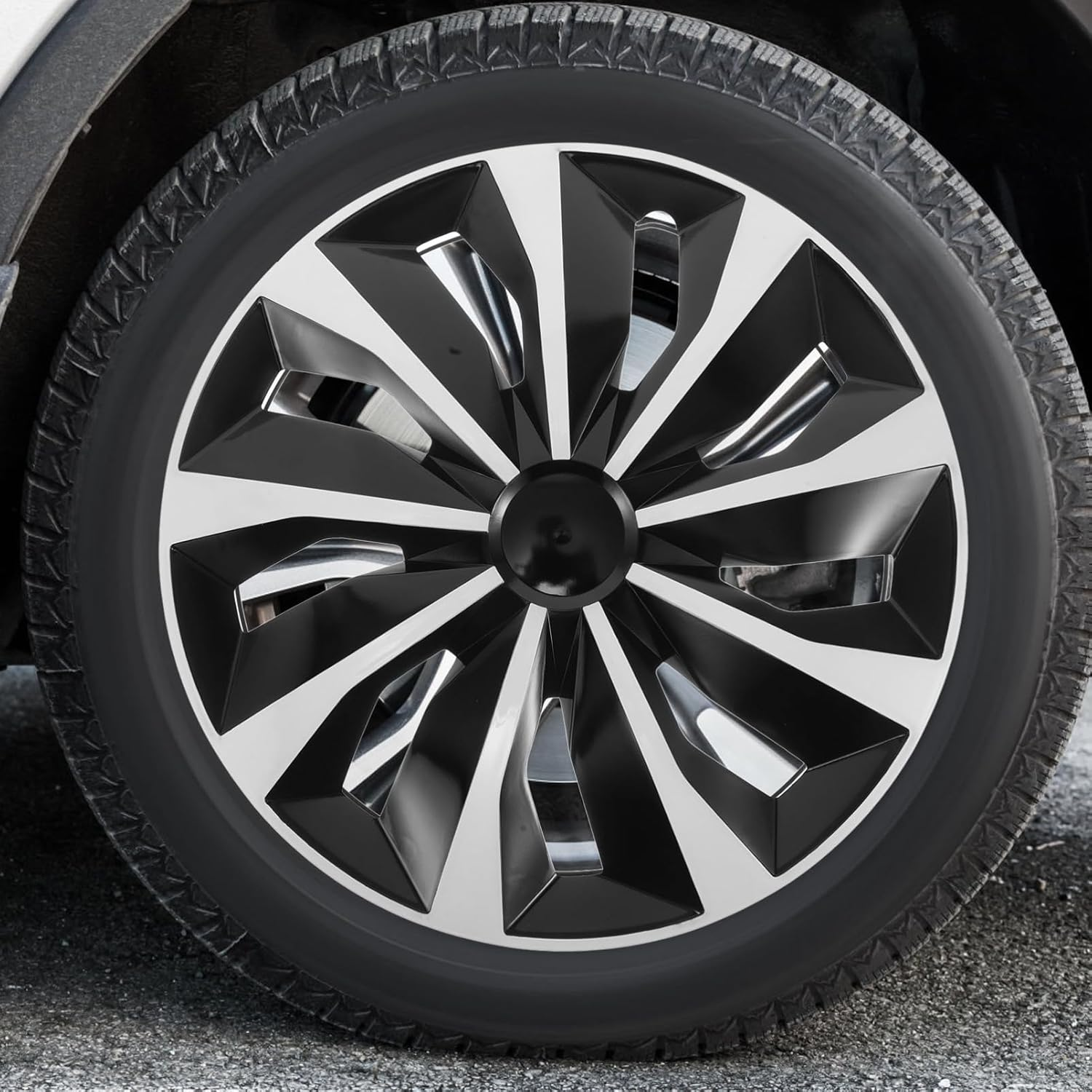 MUCKLILY Universal 15-Inch Car Wheel Hubcap Cover Set Sturdy Plastic Tire Covers for Vehicles Effective Protection for Cars and Suvs image number 5