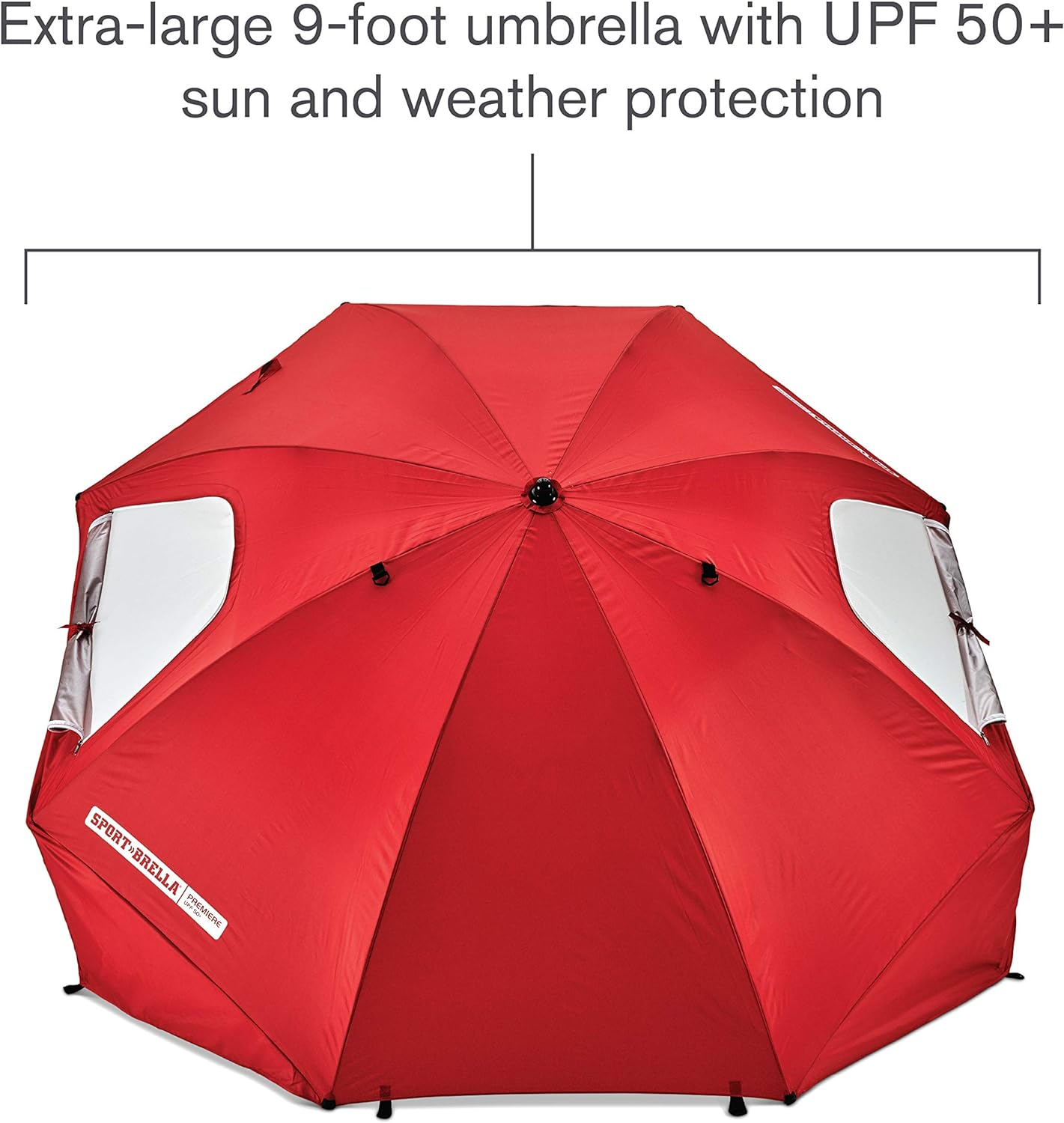 Sport-Brella Premiere XL 9-Foot Umbrella - Heavy-Duty 1.25" Center Pole & Twist Handle Auger - UPF 50+ Sun Protection - Privacy Side Panels, Zippered Windows & 2 Interior Pockets - Carry Bag Included image number 4