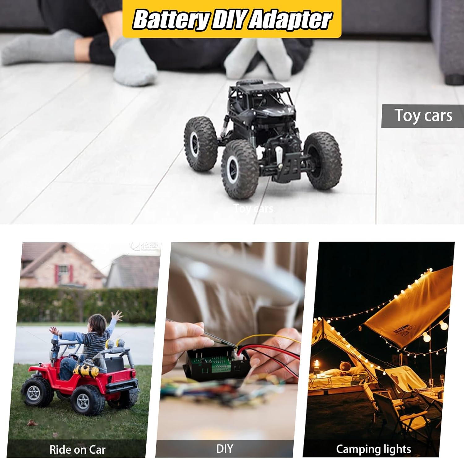 2Packs Power Wheel Adapter for Dewalt 20V Battery Adapter, Battery Converter Kit with Switch & Fuses & Wire Terminals, 14AWG Wire, Power Connector for DIY Rc Car Toys, Robotics and Rc Truck image number 3