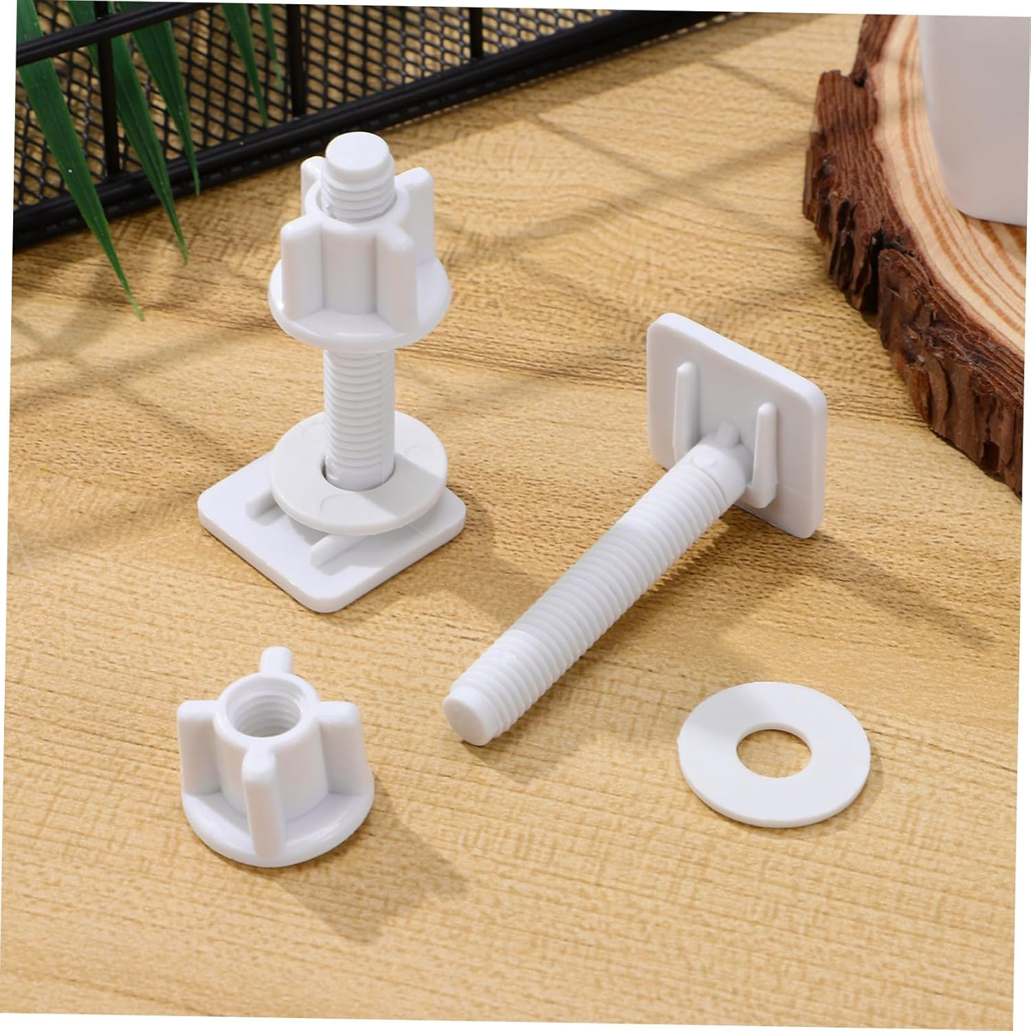 Ibasenice Toilet Seat Parts Including Screw and Nut for Top Mount Toilet Seat Hinges, White Plastic