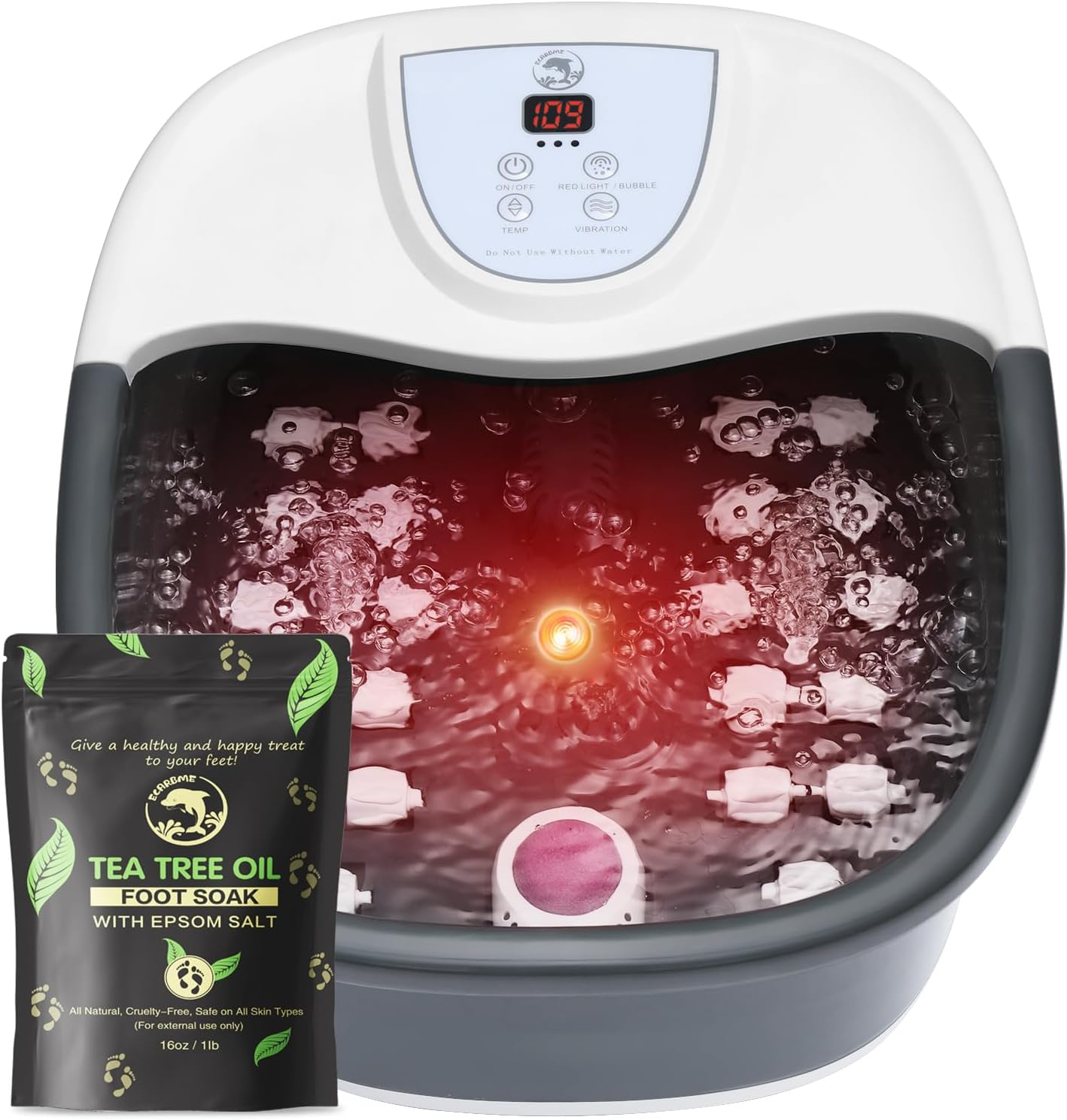 Foot Spa Bath Massager with Heat [2025 Upgraded], Jets, Vibration, Adjustable Temp, Bubbles, Epsom Salt, Foot Soaking Tub with 22 Shiatsu Massage Rollers, Pedicure Foot Spa for Relaxation, Black