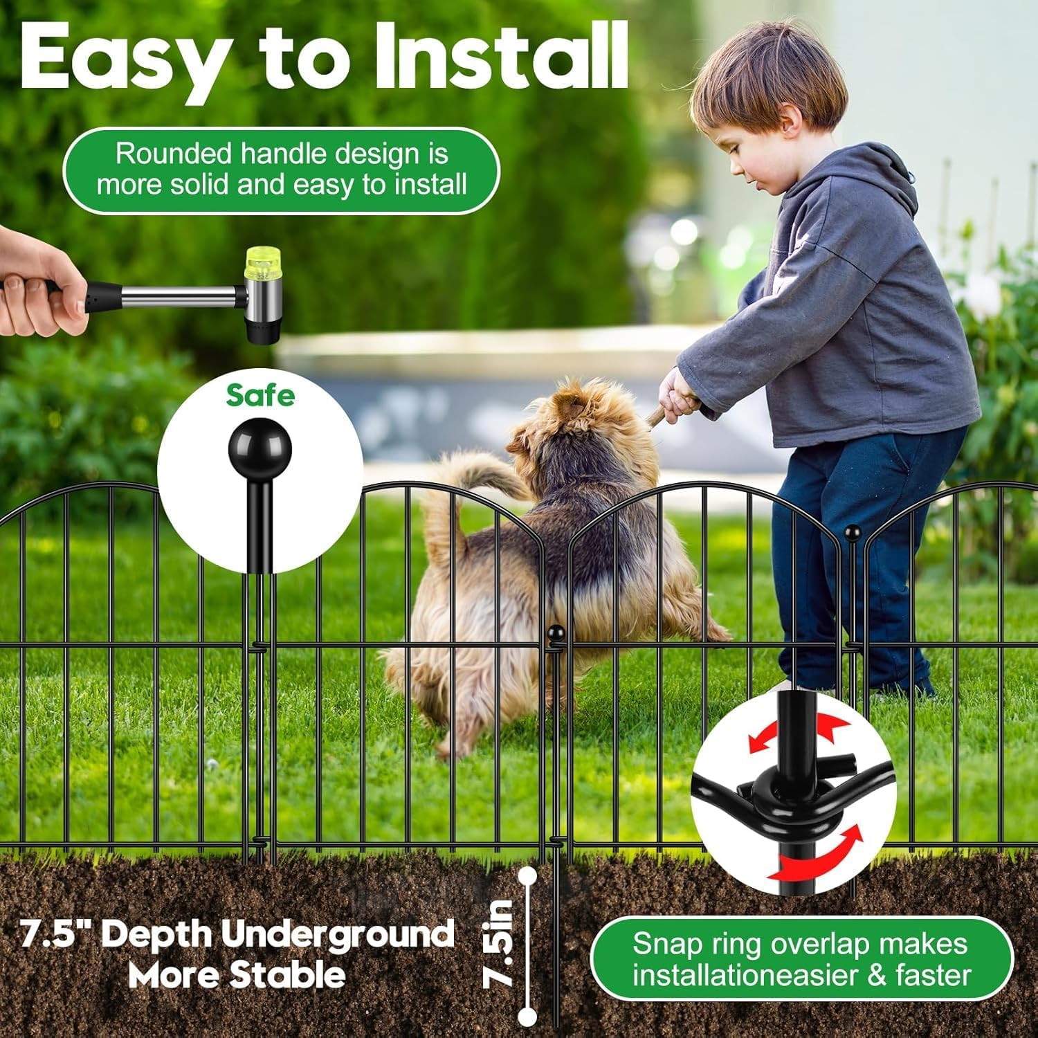 Phoselpida Decorative Garden Fence, 10 Pack Rustproof Metal No Dig Fence Animal Barrier for Dog, Arched Flower Bed Edging Ornamental Wire Border Panel Fencing for Yard Patio Outdoor Decor, 42 * 32Cm image number 2