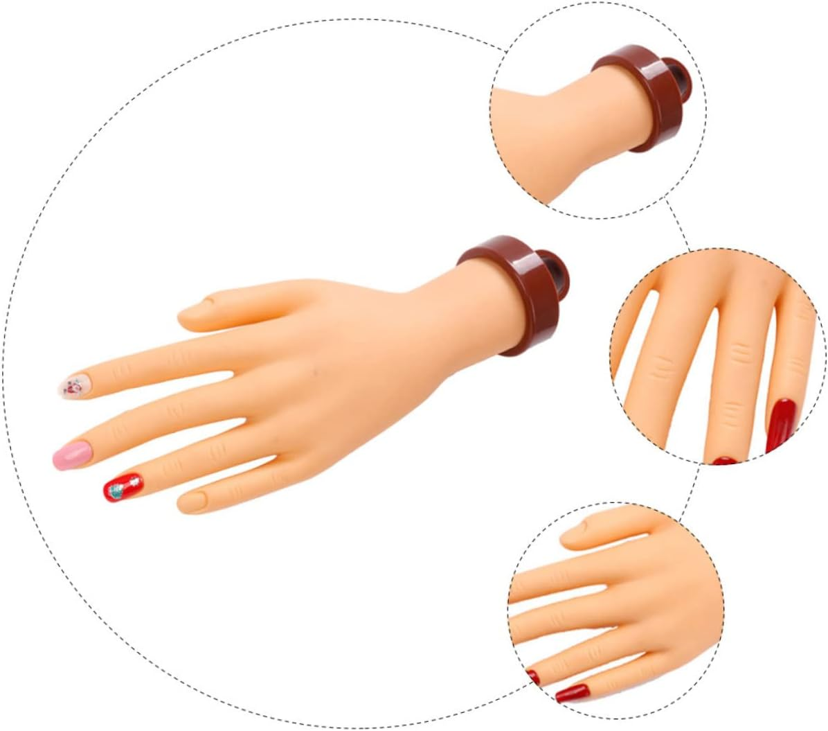 Hohopeti Realistic Manicure Fake Hand Model for Nail Art Practice Portable Soft Training Tool for Beginners and Salon Artists Nail Art Display Hand image number 3