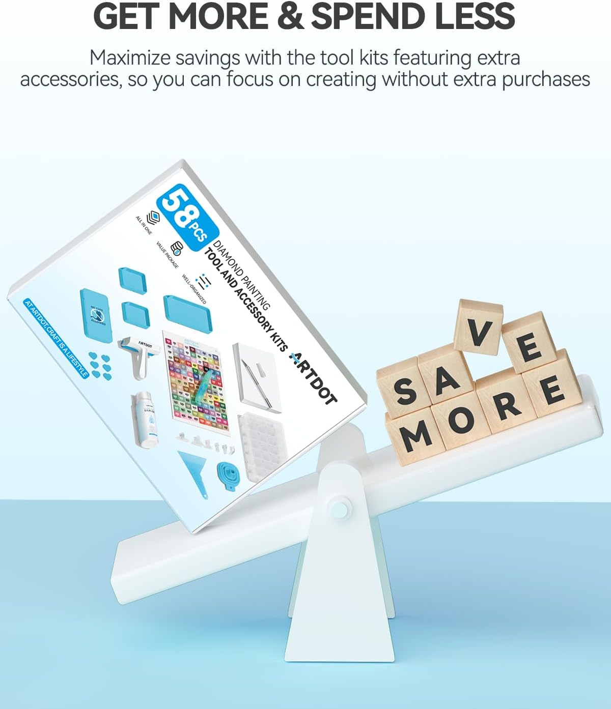 ARTDOT All-Inclusive Diamond Art Accessories Kits for Adults, Diamond Painting Tools with Bead Organizers and Storage Pens Sealer Roller Diamond Art Supplies for Beginners