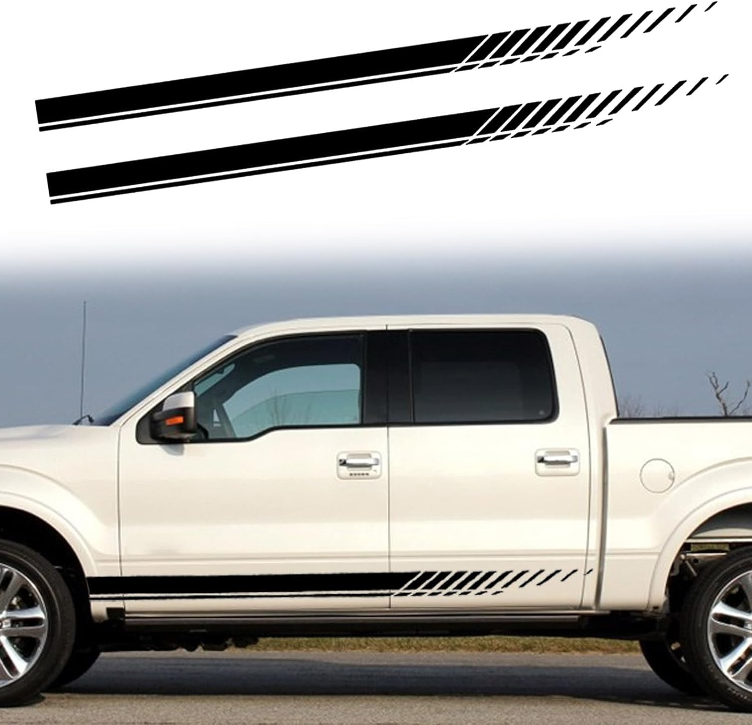 Ramuel Car Stickers Decorations Auto Racing Body Side Stripes Vinyl Modified Stripe Decal Decoration 2PCS for All Cars SUV Truck Off-Road Vehicles Universal Stickers Accessories