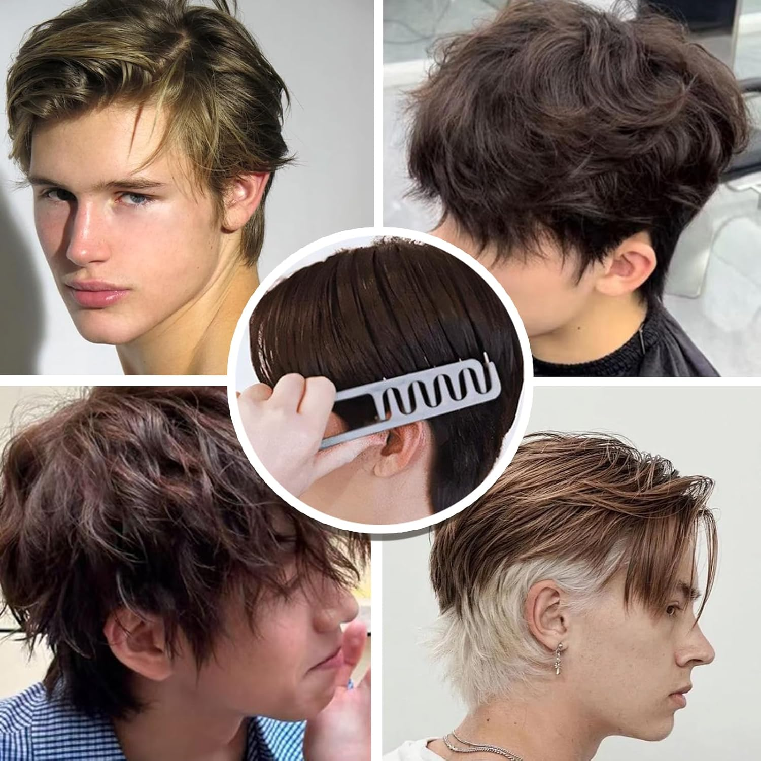 BSITSSS 3 PCS Texture Comb, Wide Tooth Hair Styling Comb, Roots Volume Tool Curly Hair Combs for Men Women Barber Hairdressing Grooming Accessory image number 5