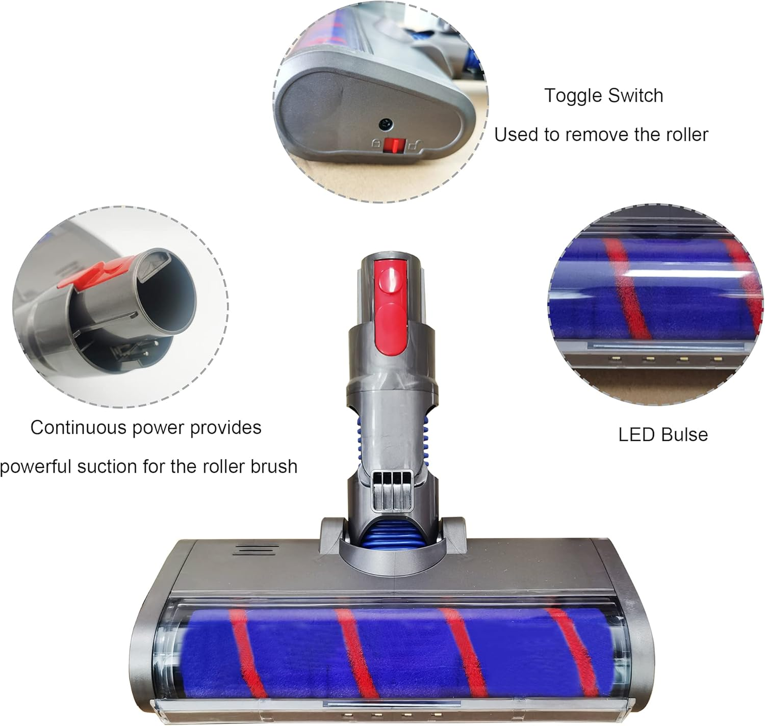 EZ SPARES Soft Roller Cleaner Head Compatible with V11 V10 V8 V7 V15 Cordless Stick Vacuum Cleaner image number 4