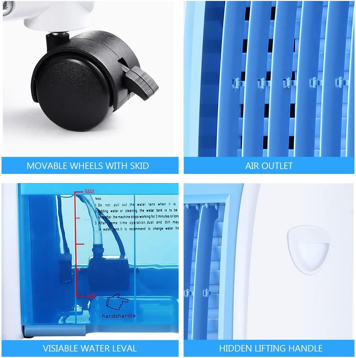 Maxkon 3In1 Evaporative Air Cooler, 7L Water Tank Quiet Fan, Purifier Humidifier Portable Cooling Fan,3 Modes Blue image number 1