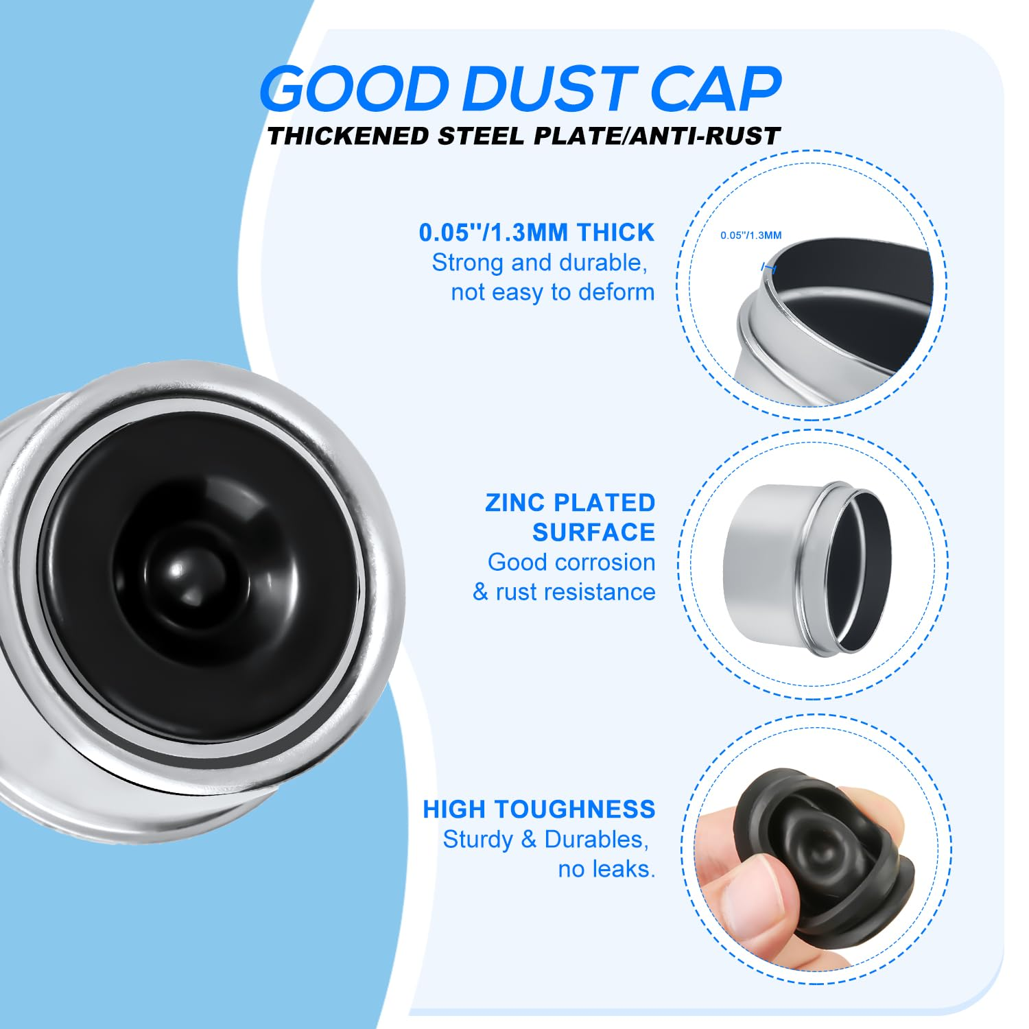 2 Sets 1 Inch Trailer Hub Bearing Kits, L44643/L44610 Bearing Kits with 12192TB Grease Seals, 1.98 Inch Dust Caps, Rubber Seals, Cotter Pins for 2000-2200Lb Trailer Axle image number 5