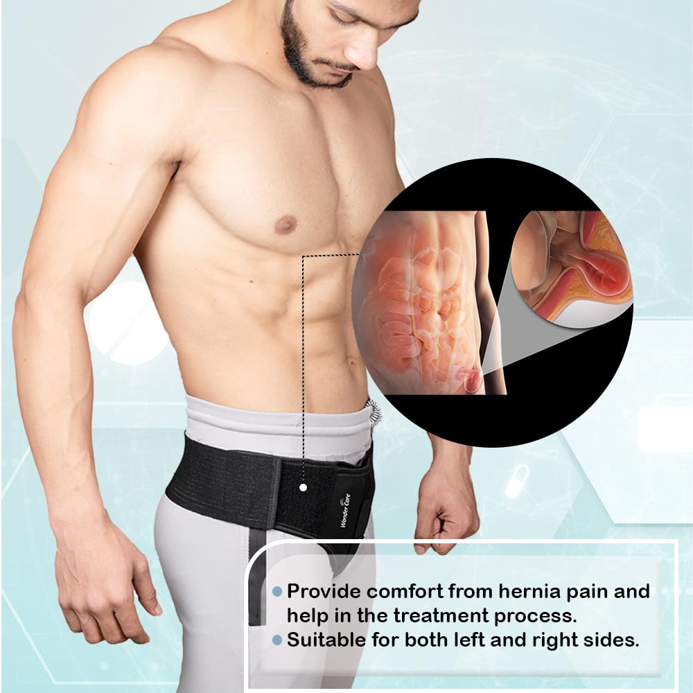 Wonder Care Inguinal Hernia Support Post-Surgery. Pain Relief Truss Brace for Double Inguinal or Sports Hernia with 2 Removable Compression Pads & Adjustable Groin Straps-Large image number 3