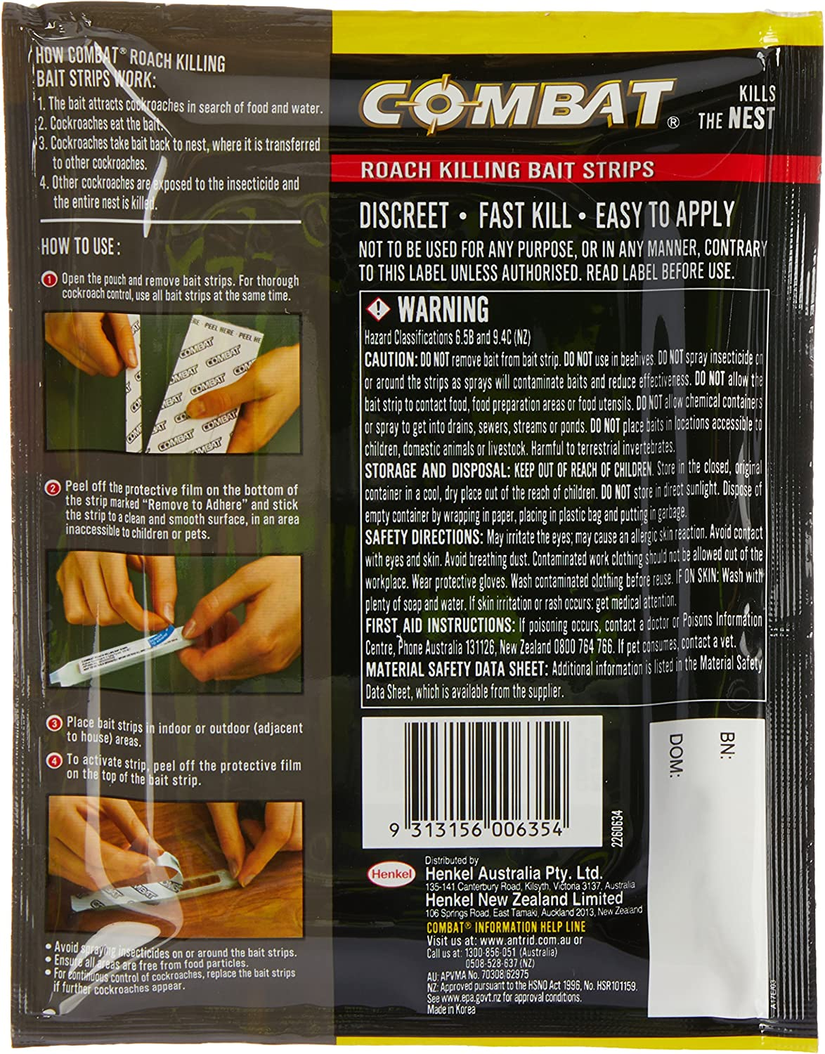 Combat Roach Bait Strips with Fast Kill Action, Insecticides, 20G, 10 Pack image number 1