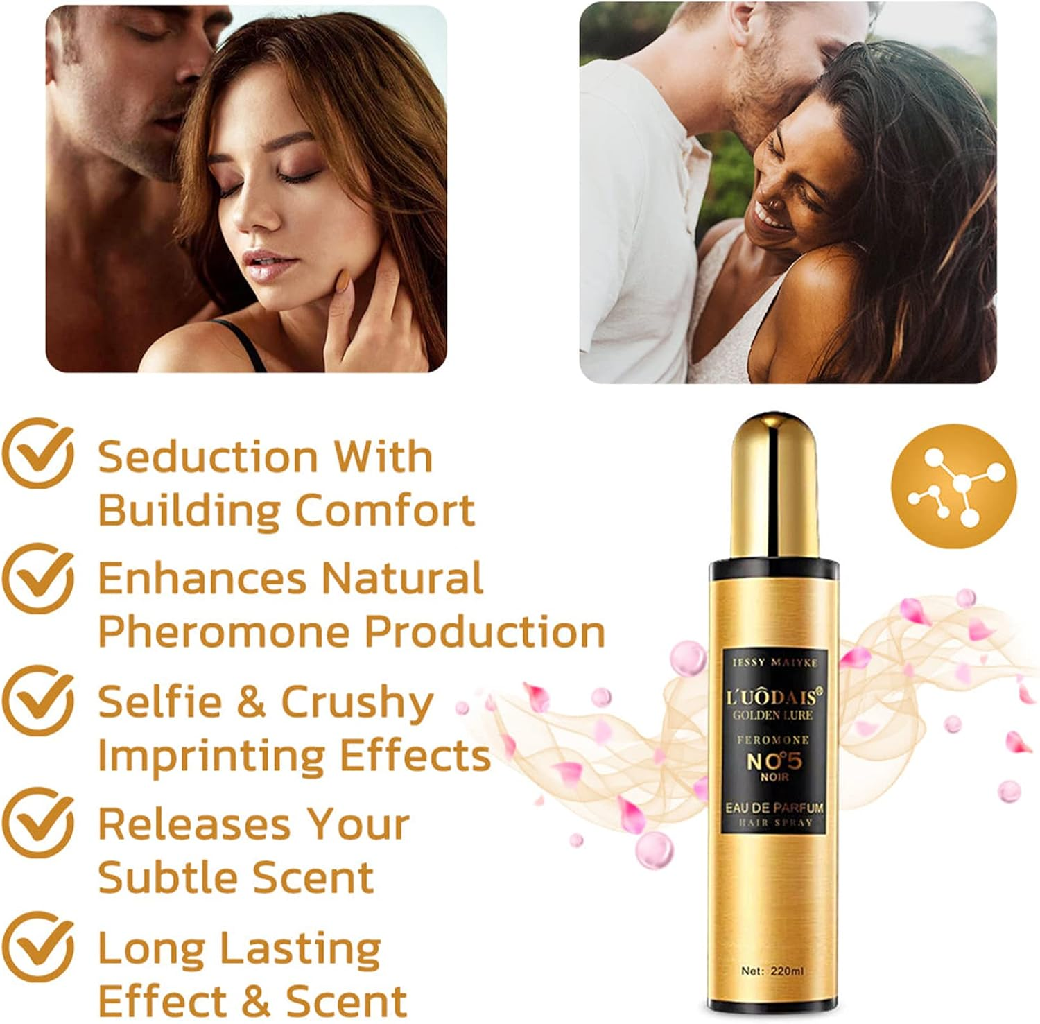L'UODAIS Golden Lure Feromone Hair Spray, Golden Lure Pheromone Hair Oil,Long Lasting Pheromone Hair Oil for Women to Attract Men image number 5