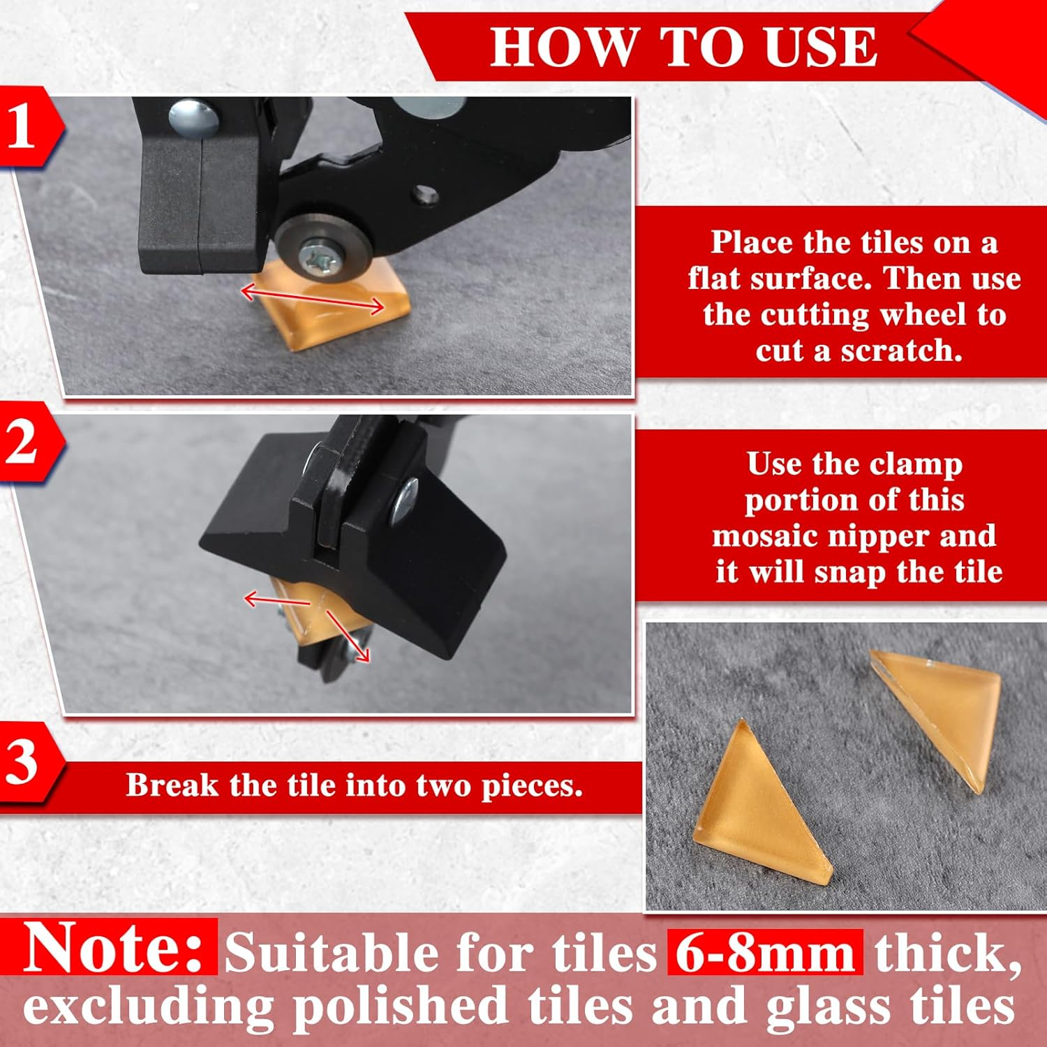 SPEEDWOX Ceramic Tile Cutter Tile Pliers with Strong Plastic Crushing Bar Scoring Wheel Glass Cutter Tools Tile Cutter Hand Tool for Cutting Porcelain Ceramic Mirror image number 1