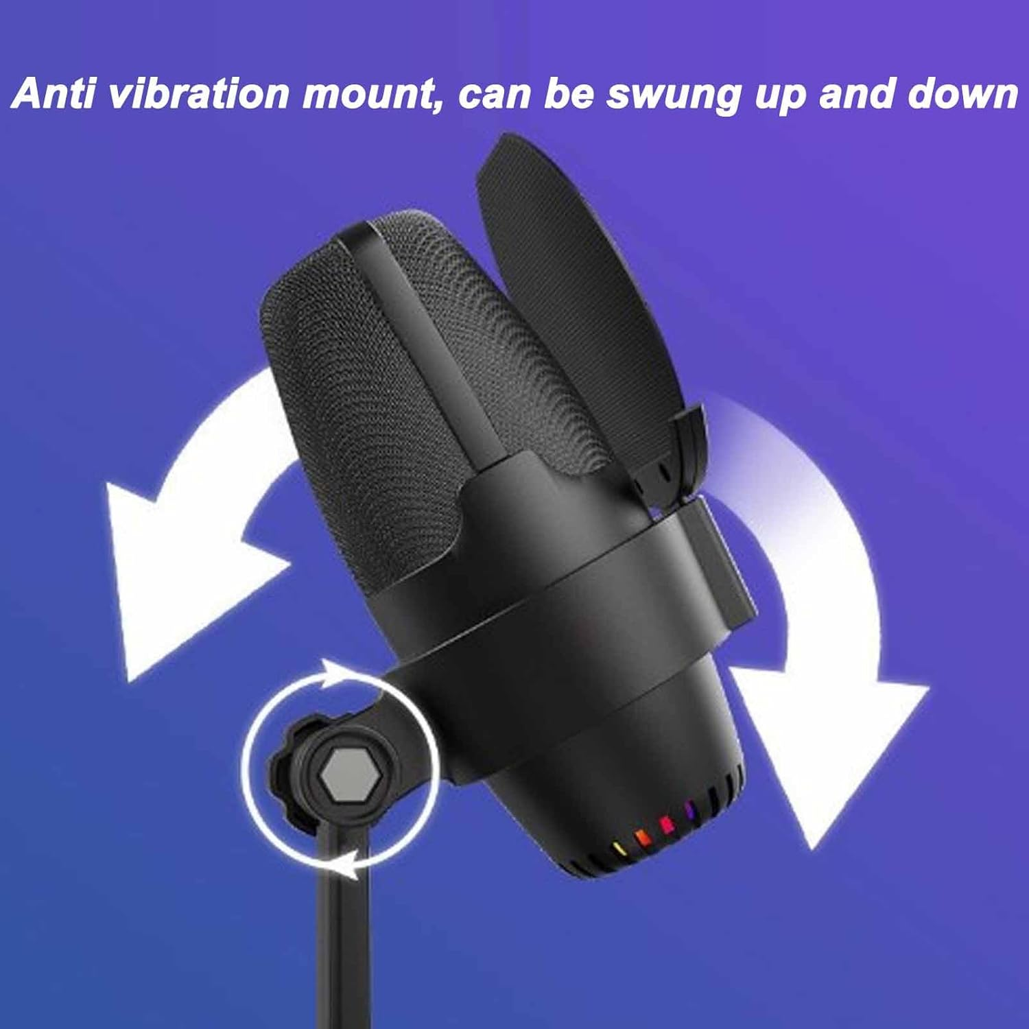 USB Gaming Microphone for PS 4/PS 5/PC, Condenser Microphone with Filter, Dynamic Ambient Lights, Shock Mount, Quick Mute, Volume Gain Control, for Streaming, Podcasting image number 3