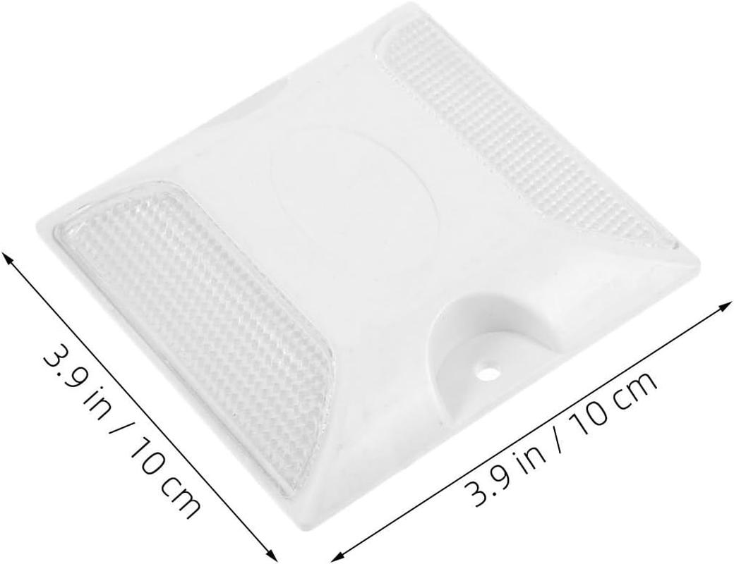 INOOMP 10PCS Reflective Road Stud Markers: 4X4" High-Visibility Pavement Safety Reflectors for Driveway Entrance - Plastic Asphalt Studs for Freeway Garage Crosswalk image number 6