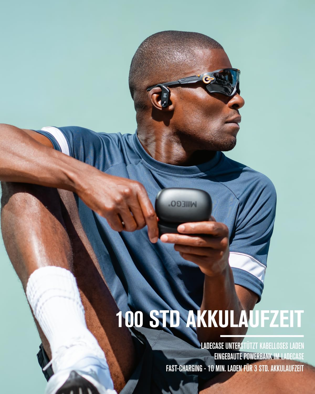 MIIEGO Miibuds Active GO Bluetooth Headphones - Wireless & Waterproof - Ultra Safe Fit - Crystal Clear Sound & Long Battery Life - Black image number 4