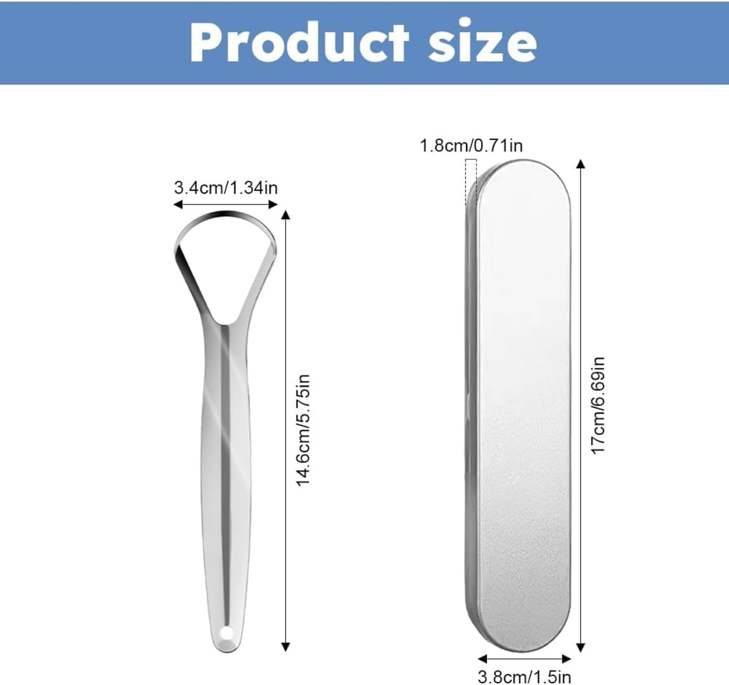 RODISHOMM Stainless Steel Tongue Scraper & Cleaner for Adults &ndash;2 Pack Metal Tongue Brush, Reduces Bad Breath & Freshens Breath with Storage Box image number 3