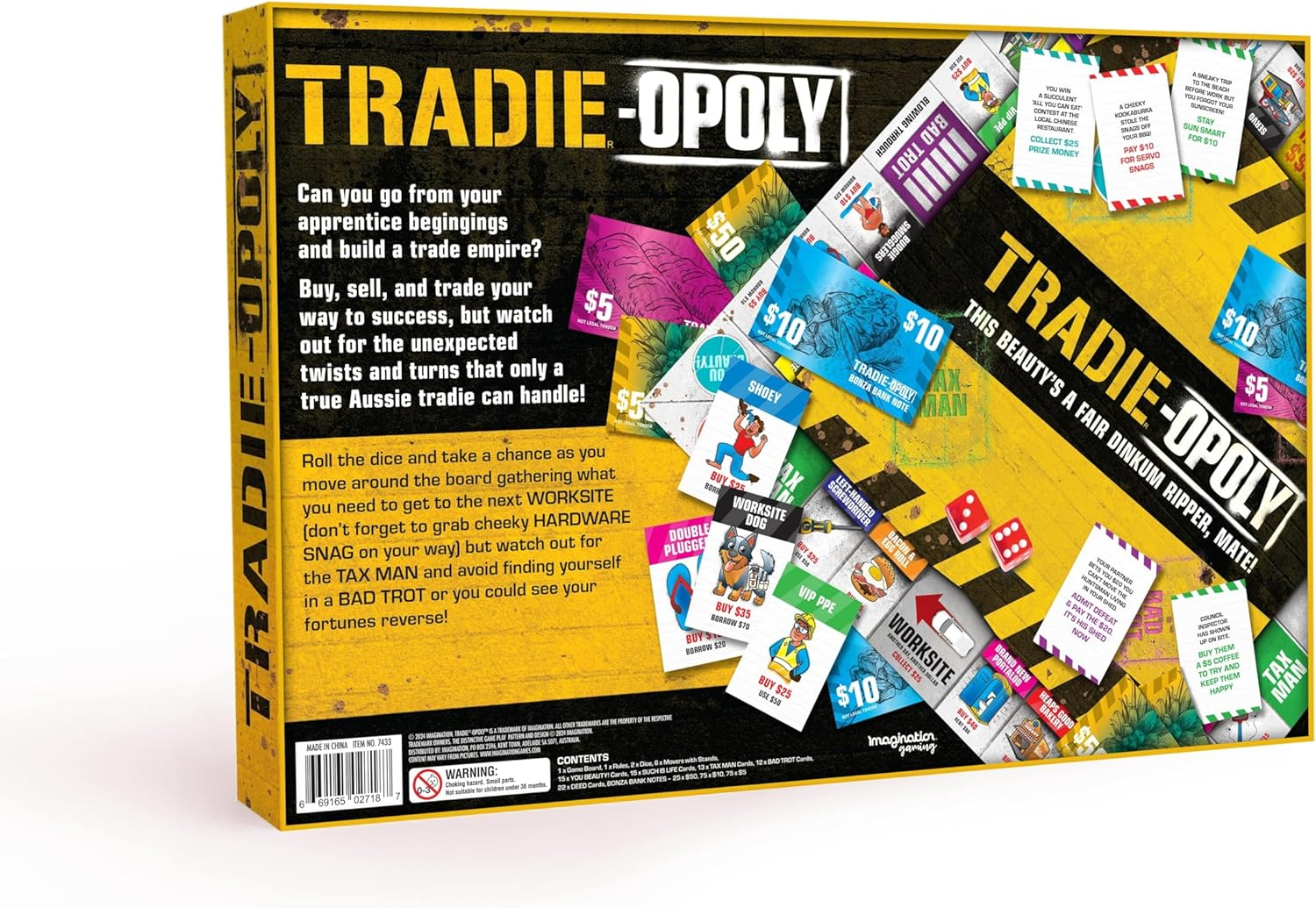 Tradie-Opoly Board Game | Aussie Tradie Edition | Fun Family Game Night for 2+ Players | Ages 12+ | Cheeky, Fair Dinkum for Tradies | Hilarious Aussie-Themed Monopoly-Style Game image number 1