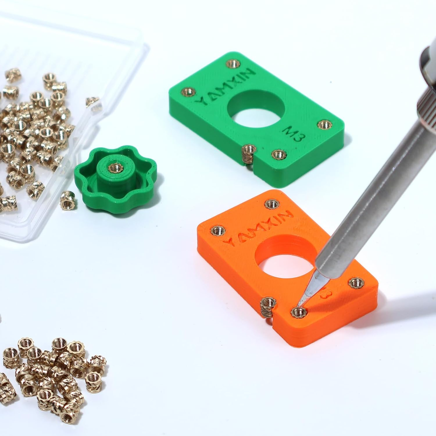 M3 Heat Set Threaded Inserts, M3X4X4.5Mm, 100 Pieces, Brass Knurled Nuts for 3D Printing & Plastic Parts image number 1