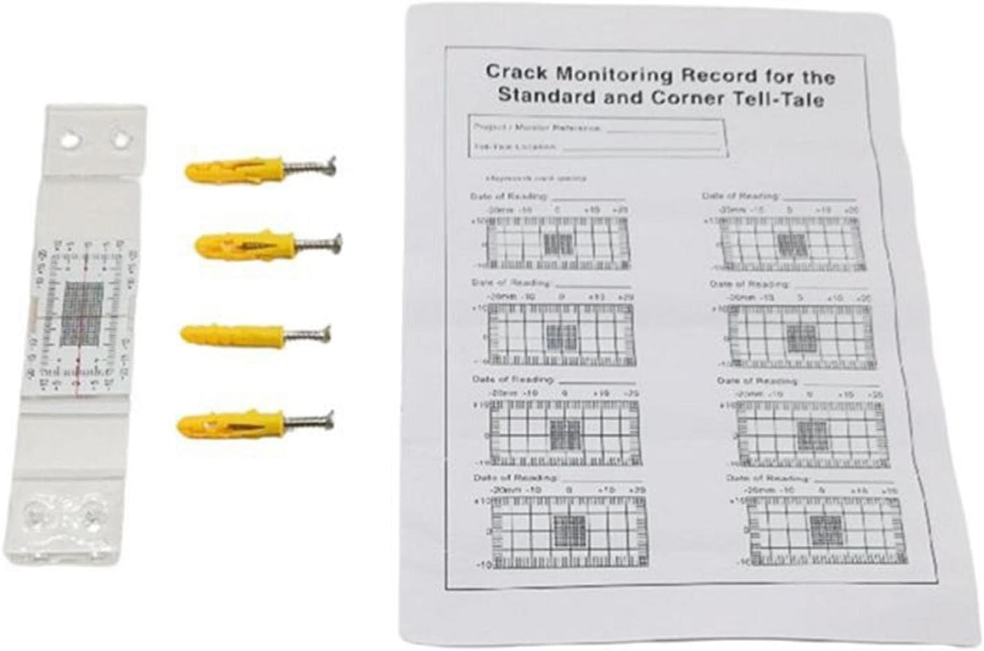 Cracks Monitor - Acrylic Cracks Monitoring Record | Tell-Tale Cracks Gauge Inspection Tool | Cracks Monitoring Record Tell-Tal Cracks Monitor | Cracks Measure and Record Instrument for Monitoring Wall image number 2