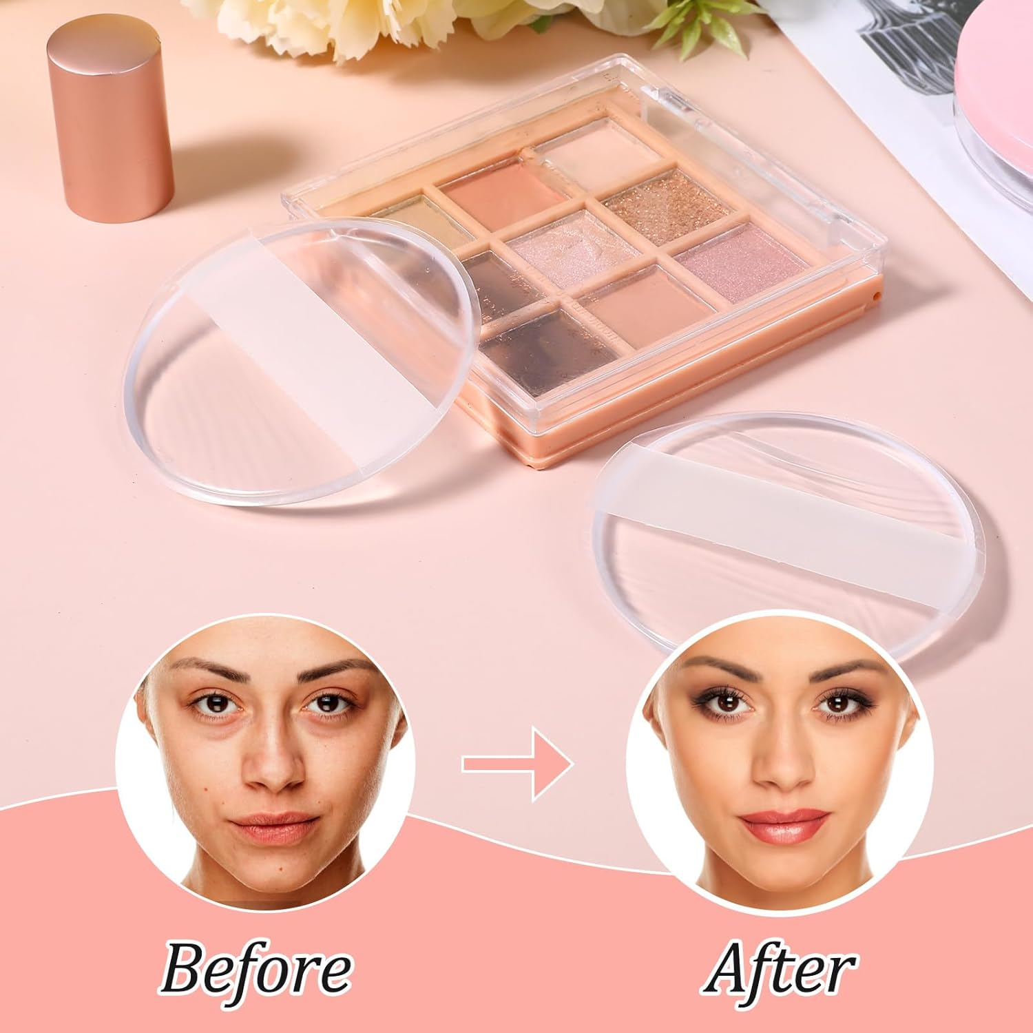 2Pcs Silicone Makeup Sponge, Clear round Powder Puff Washable Makeup Applicator for Women Girls Non-Absorbent Cosmetic Beauty Sponge for Foundation, Concealer, Cream, Blush, Highlighter image number 5