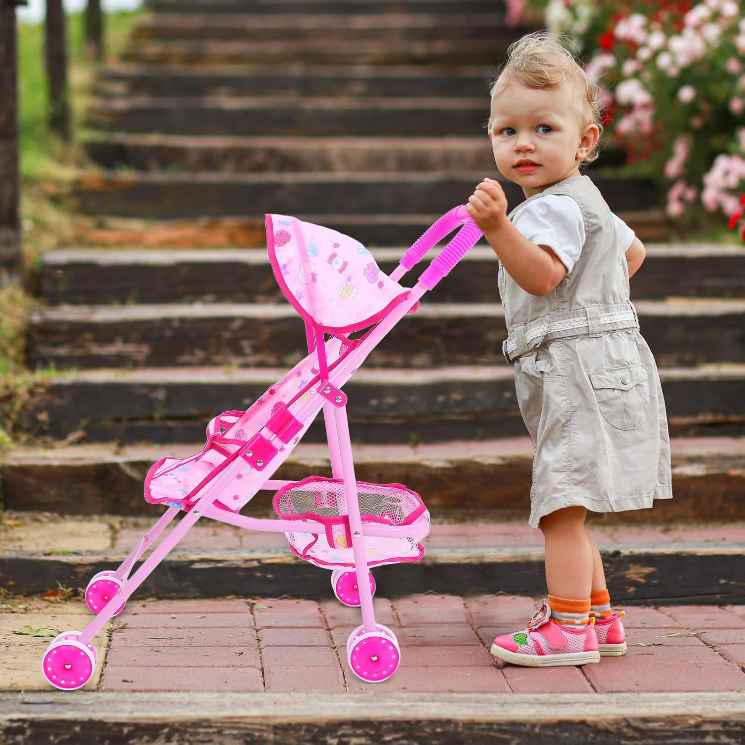 Alasum Baby Doll Stroller Play Toy Doll Stroller Push Pram Baby Carriage for S Toddlers Girls Toys for Girls Pram Childs Play