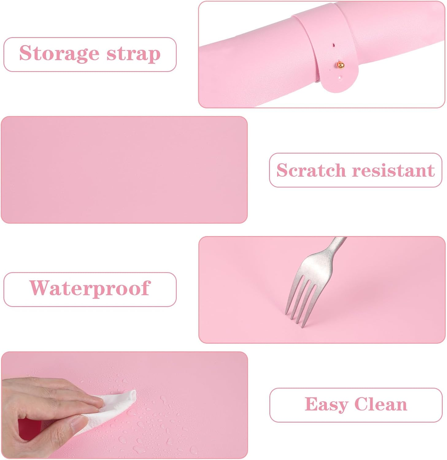 Nail Table Mat 60 X 30 Cm Pink Nail Art Arm Rest Hand Cushion Table Mat Non-Slip Soft PU Leather Waterproof Double-Sided Hand Rest Pad for Nail Studio Hand Rest Nail Design image number 2