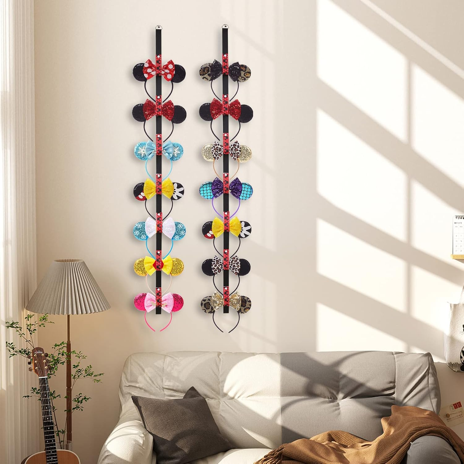 2Pcs Mouse Ears Headband Holder Polka Dot Hanging Wall Display Decor Vertical Headpiece Organizer Hair Bow Accessories Hanger Holder image number 4