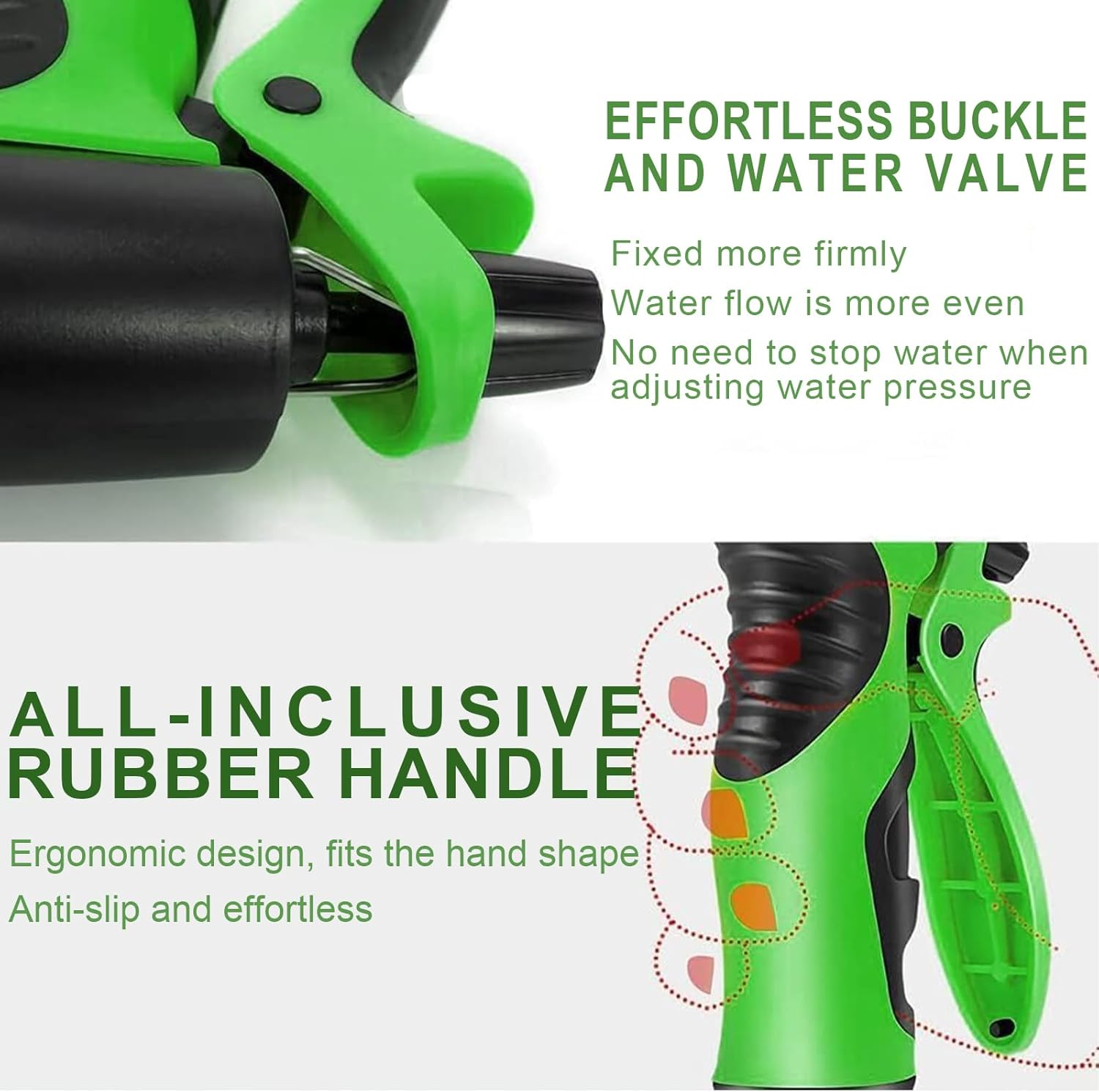 100Ft Expandable Garden Hose, with 8-Pattern Nozzle, 1/2' & 3/4' Convertible Connectors, Retractable Water Hose High Pressure with Dispenser Bottle for Car Wash & Lawn Watering image number 3