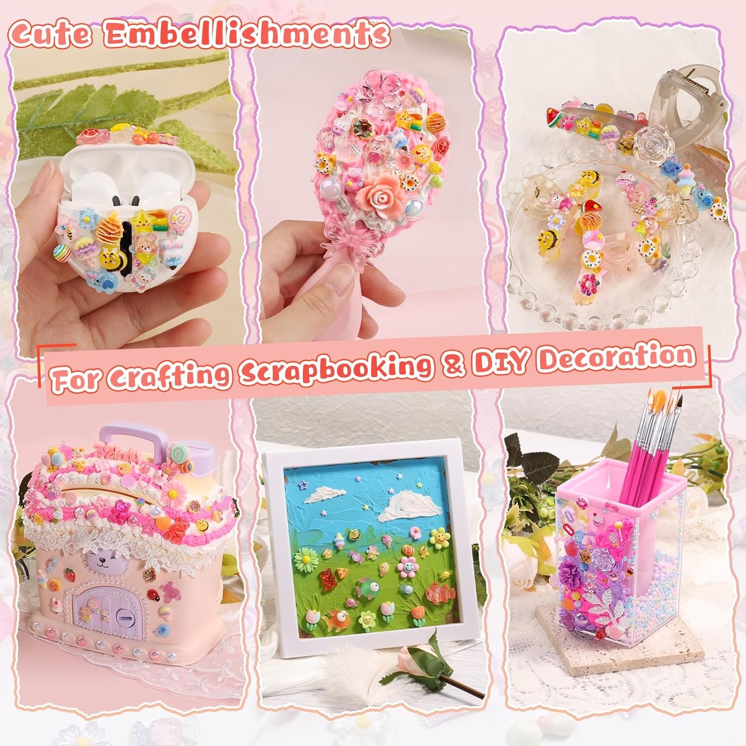 Kikonoke 200PCS Kawaii Nail Charms Kit, 3D Lip Candy Gummy Bear Resin Charms for Acrylic Nails, Sweet Nail Art Supplies with Tweezers for DIY Crafts, Slime & Shoe Decor image number 5