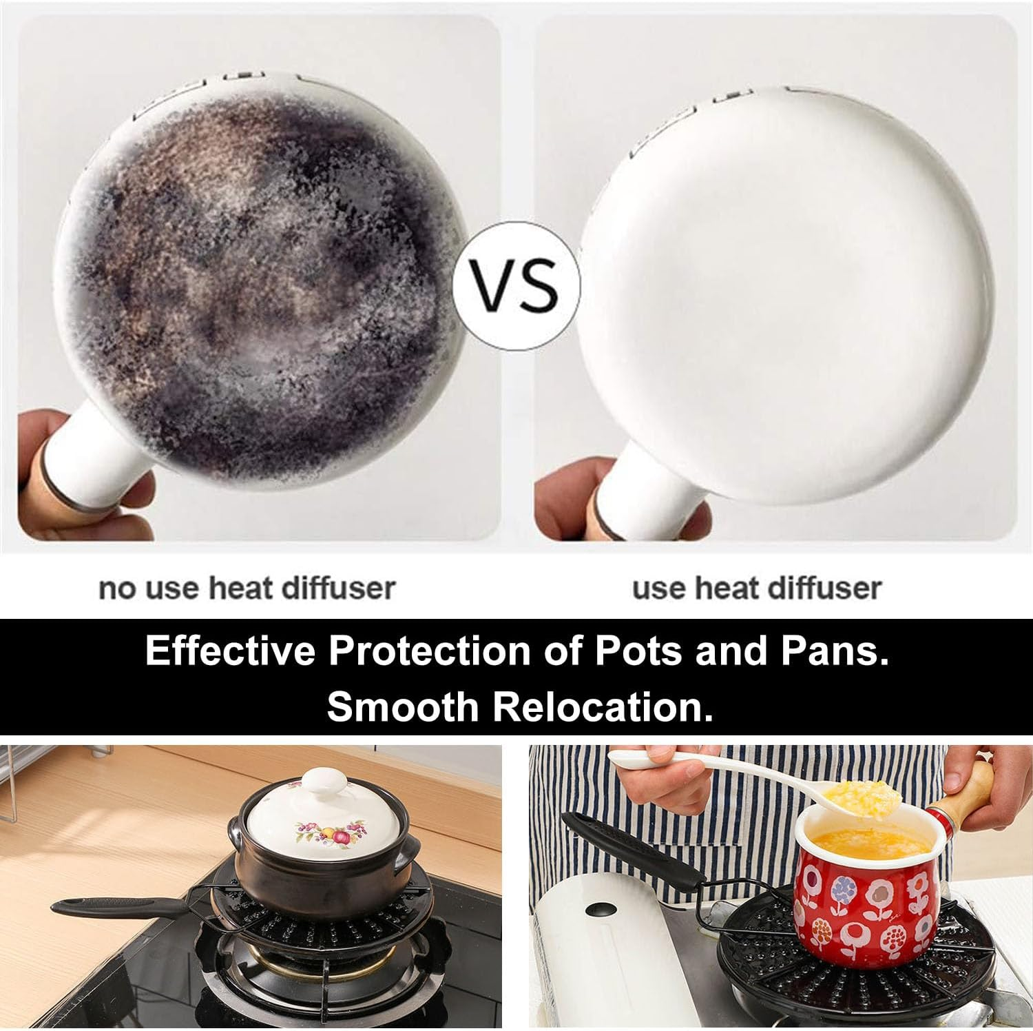 Heat Diffuser for Gas Stove, Iron Heat Diffuser Plate Evenly Conduction Heat Plate, Pans Cooker Diffuser Plate Adapter, Ring Tray Milk Heating Plate, Glass Cooktop Converter Flame Guard image number 5