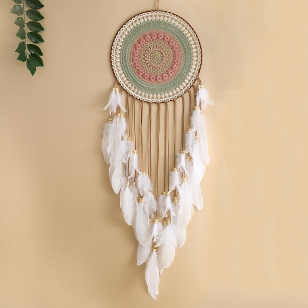 NIEEKRUN Hand Knitted Dream Catcher, Large Wall Hanging, Handmade Dream Catcher, Boho Tassels, Decoration, Home Decor Ornament image number 2