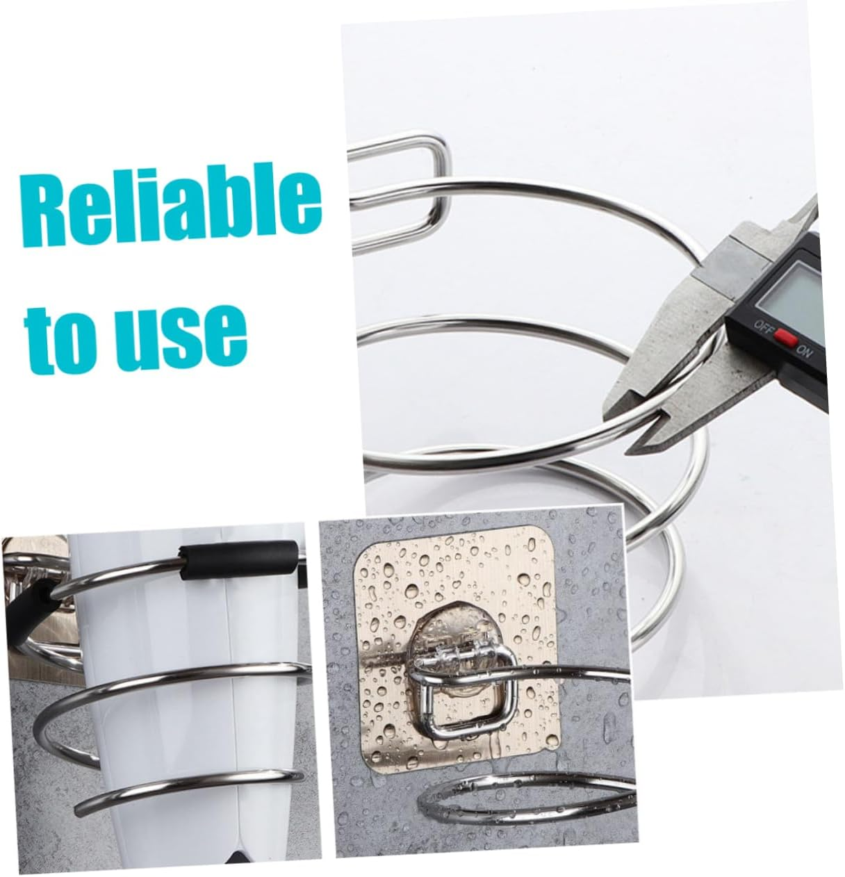 ERINGOGO No-Drilling Stainless Steel Hairdryer Rack Holder Wall-Mounted Hair Dryer Stand Space-Saving Washbasin Rack image number 6