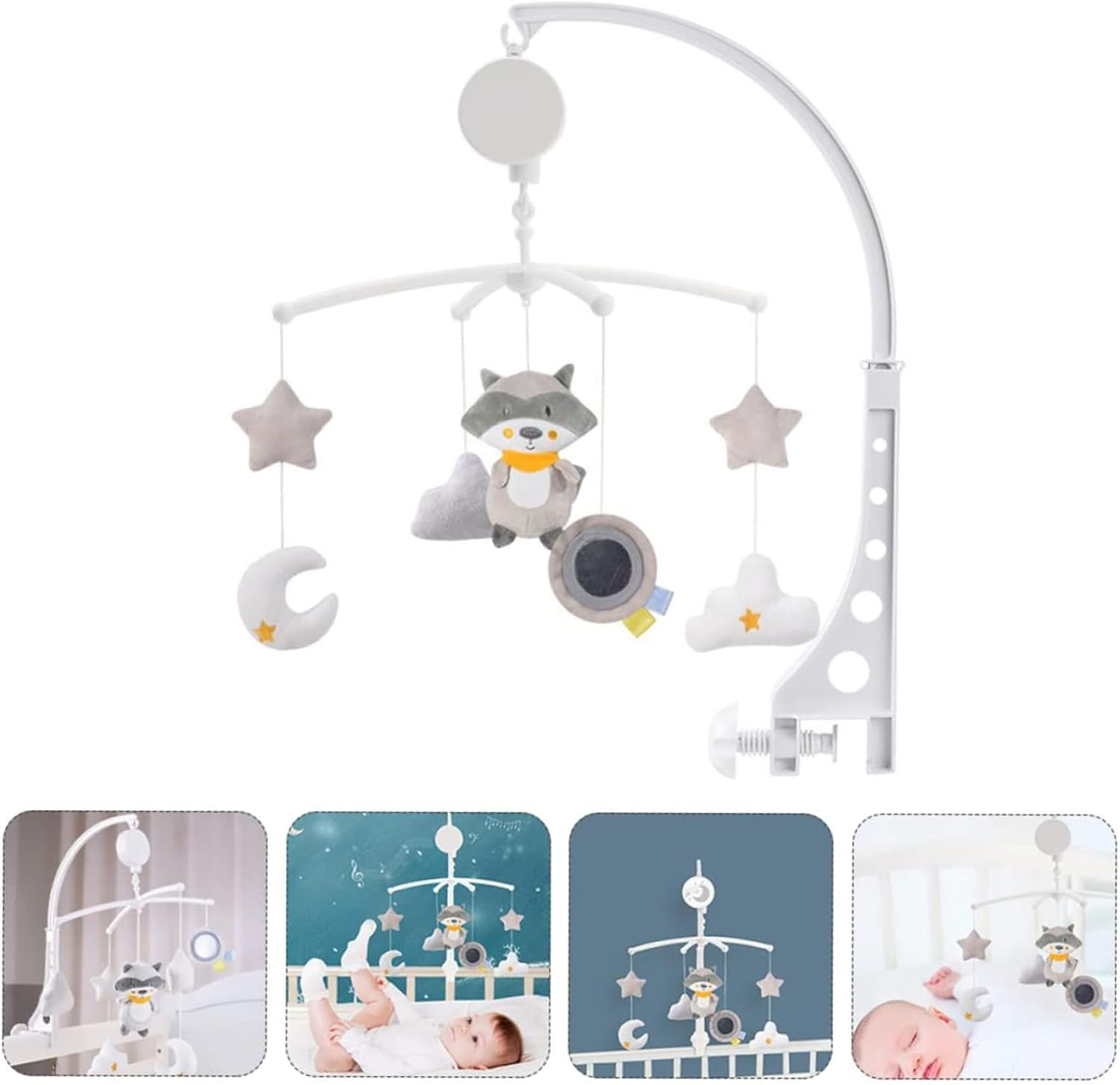 Baby Crib Wind Chime Decoration, Musical Soother Mobile, Photo Pendant Windchime, Gentle Melodies, Adjustable Height, 49X42X35Cm, for Sleep Daily Family Bedroom Stroller Travel Birthday Shower Home image number 3