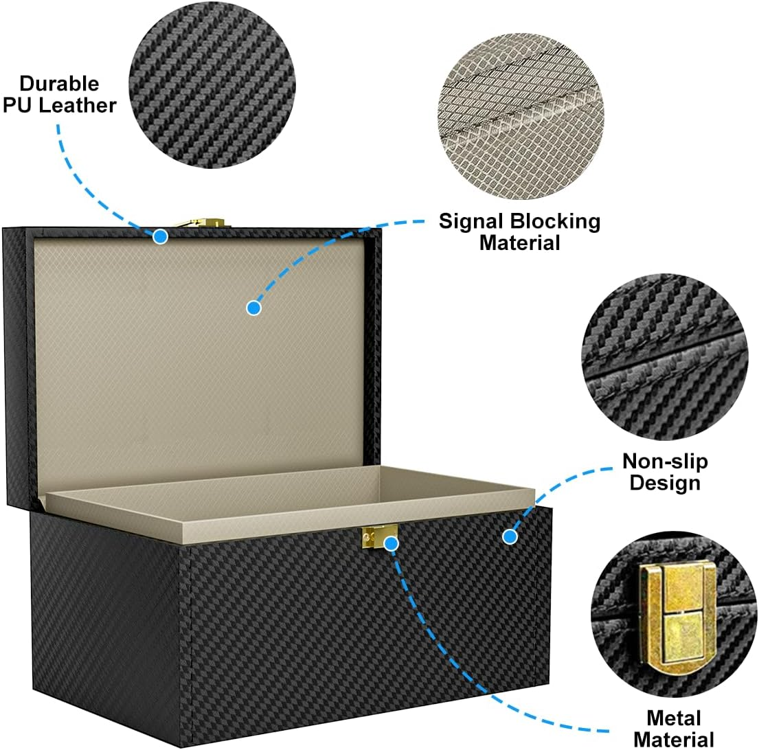 Faraday Box with 2 Faraday Bags, Keyless Entry Car Key Safe Protector, RFID Signal Blocking Pouch Cage for Keys and Phones, Faraday Cage Signal Blocker Box image number 6