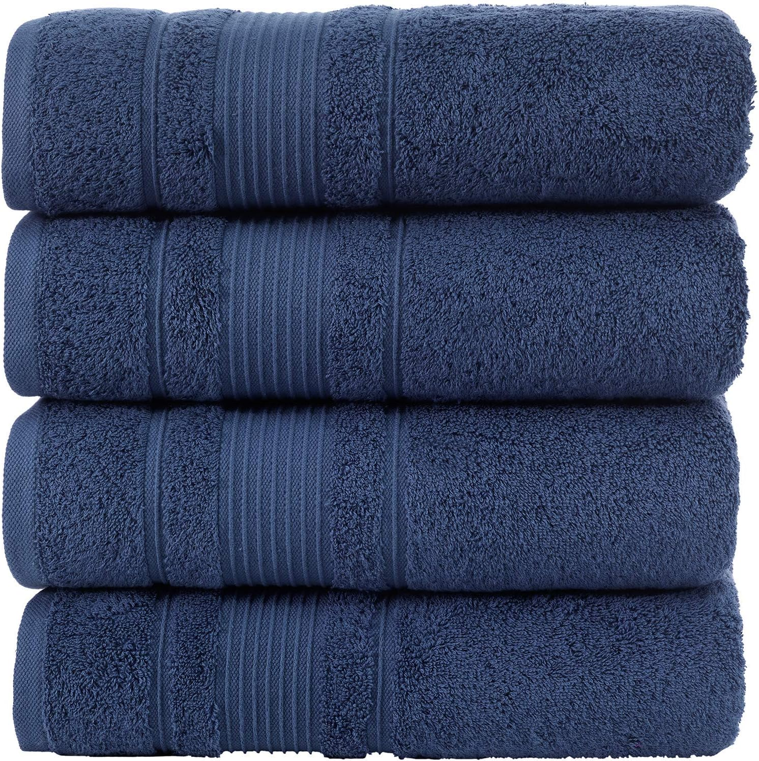 Qute Home 4-Piece Bath Towels Set, 100% Turkish Cotton Premium Quality Towels for Bathroom, Quick Dry Soft and Absorbent Turkish Towel, Set Includes 4 Bath Towels (Navy Blue) image number 6