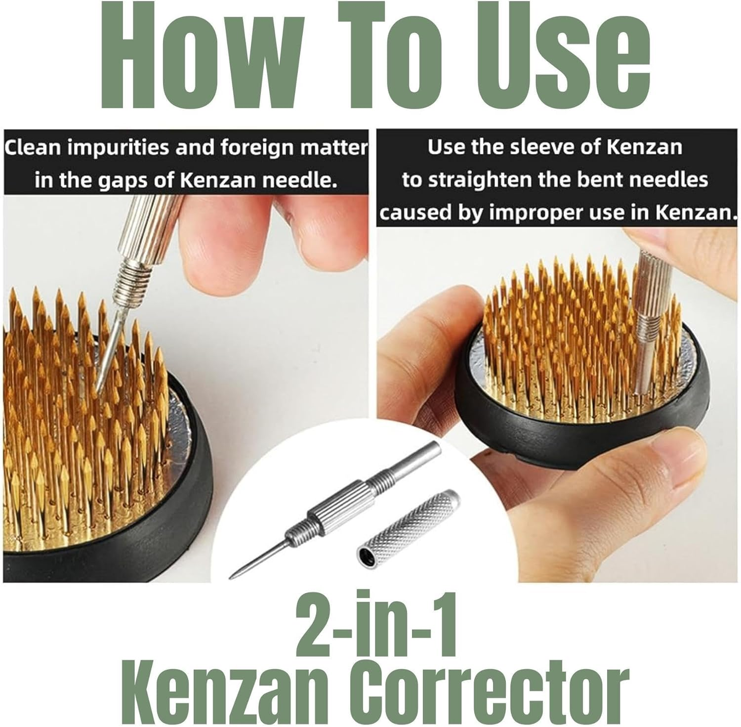 Japanese Ikebana Kit Floral Frog Flower Container with Kenzan Needle Straightening Tool - 1.57Inch Black Flower Frog, 6.7Inch Bowl Vase image number 2