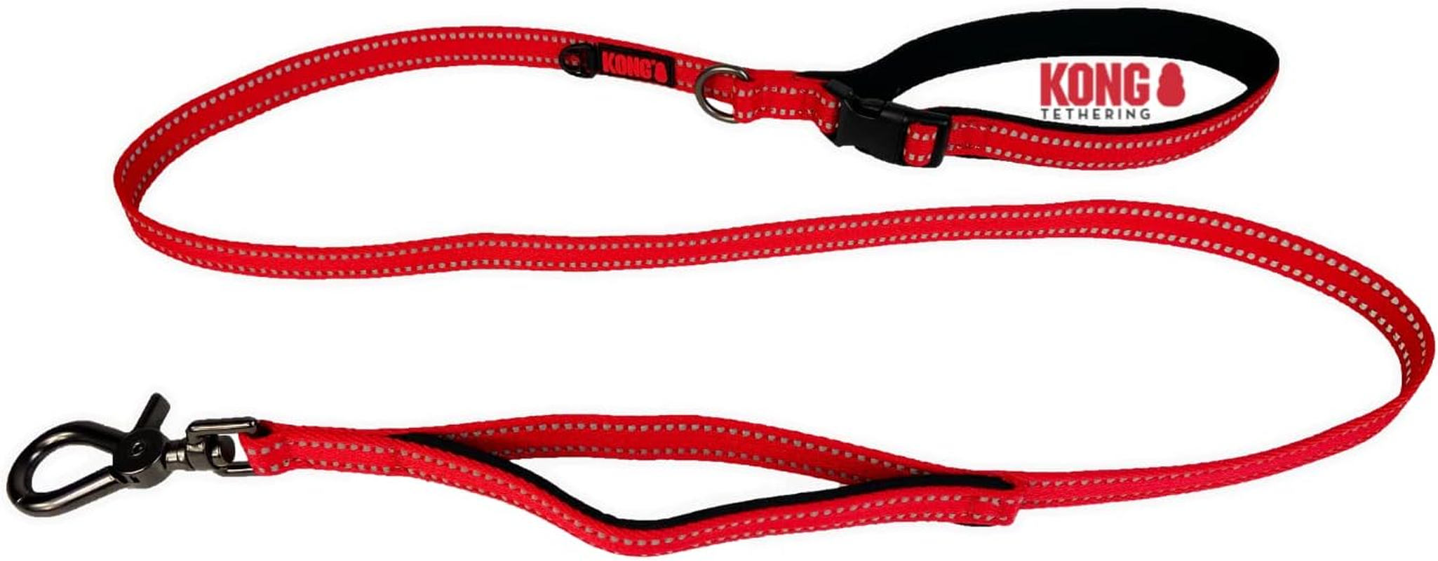 KONG Dog Lead in 1.5 M Length, for Medium Dogs up to 30 Kg, Size M, Traffic Safe Dog in Pink, Reflective Lead with 2 Padded Hand Loops and Robust Snap Hook image number 2