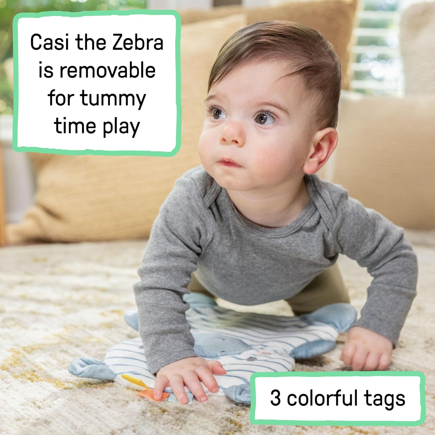 Ingenuity Prop Spot Baby Seat with Removable Tray, 2 Linkable Toys, Prone Mat, Gender Neutral, 4-12 Months image number 2