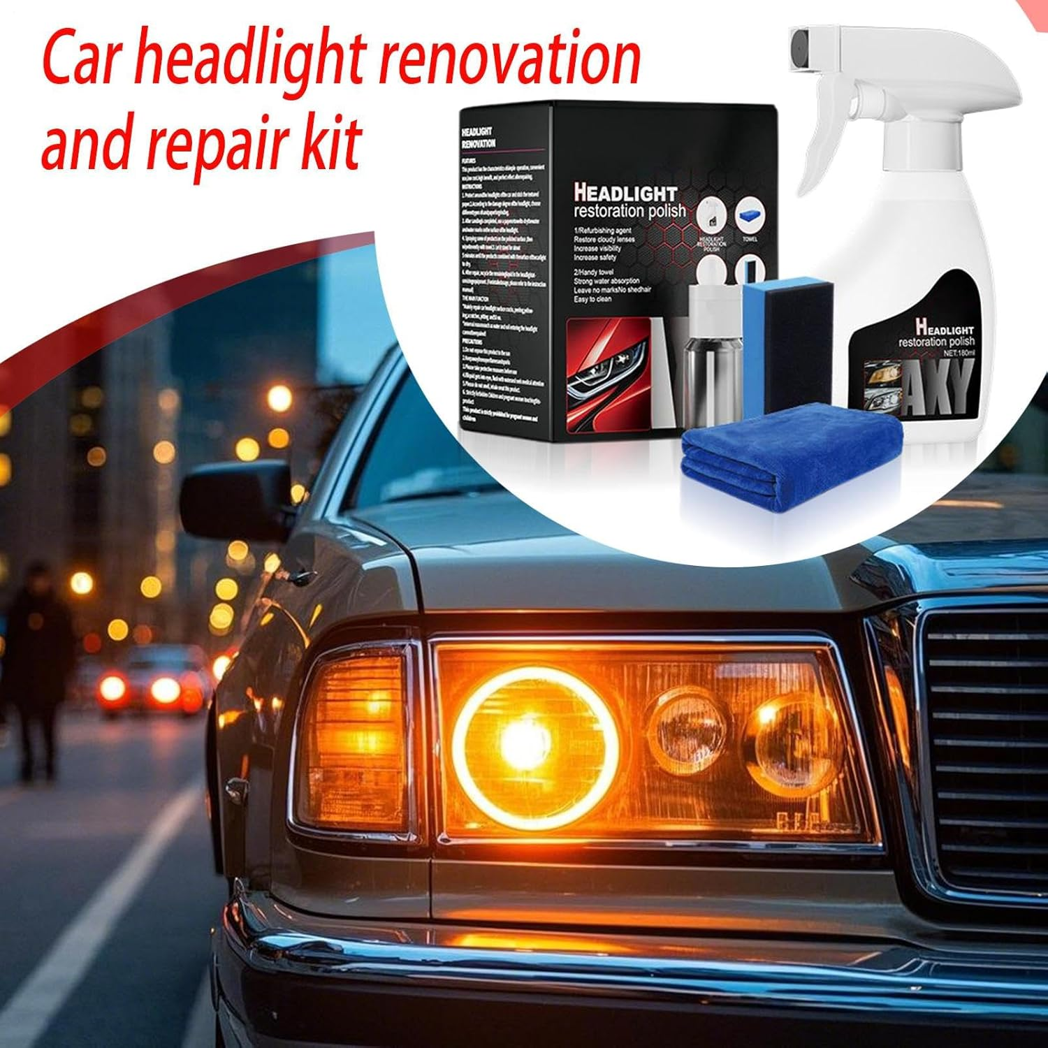 Car Headlight Restoration Kit - Coating Agent Headlight Scratch Remover,Automotive Repair Restorer for Drivers Vehicle Truck SUV RV Night Driving Daily Care Refurbishment image number 3
