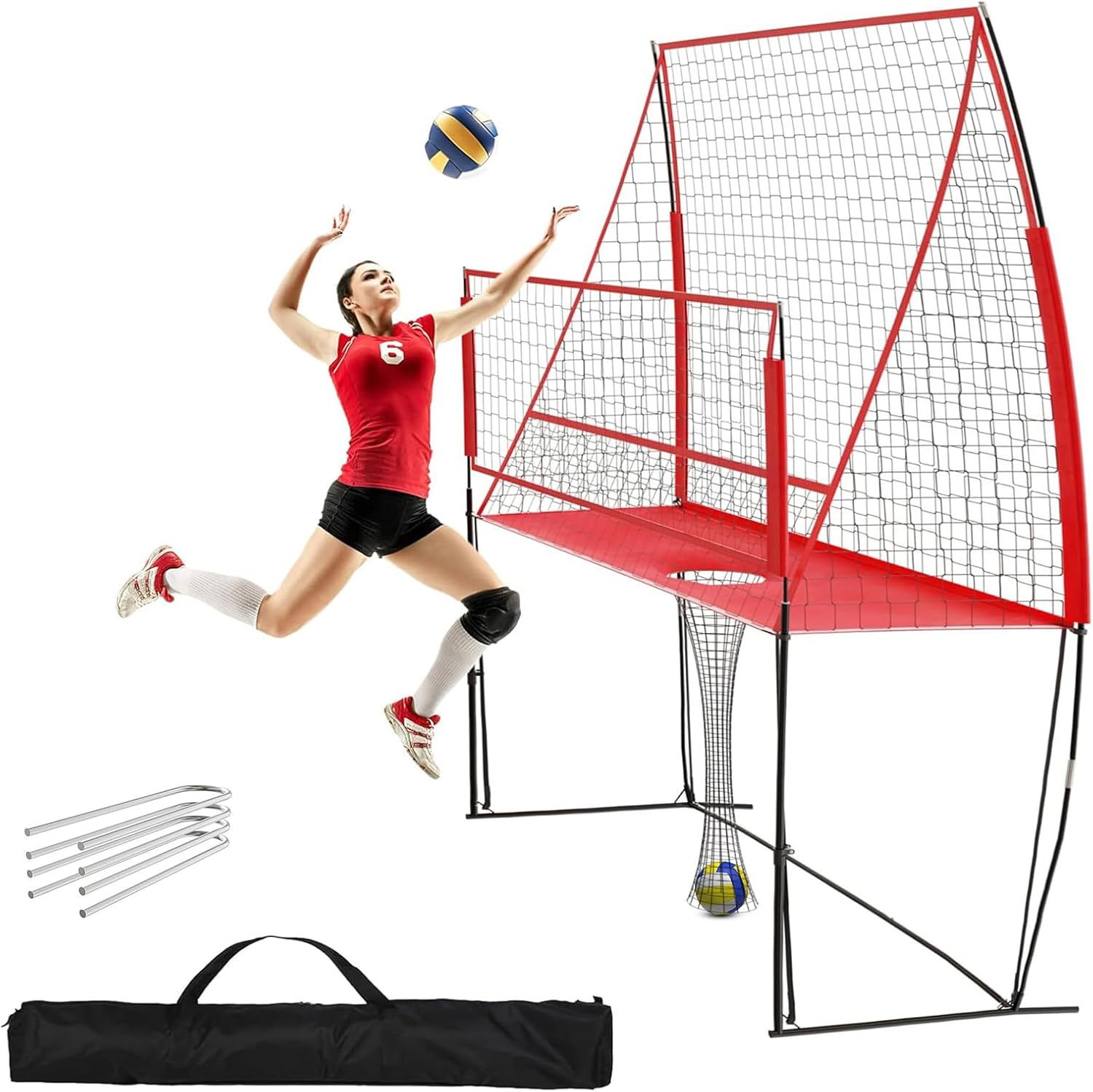 KAIGITE Volleyball Training Net System, Adjustable Portable Volleyball Practice Equipment Net for Hitting and Serving Trainer with Carry Bag, Easy Assembly for Indoor and Outdoor Use image number 3