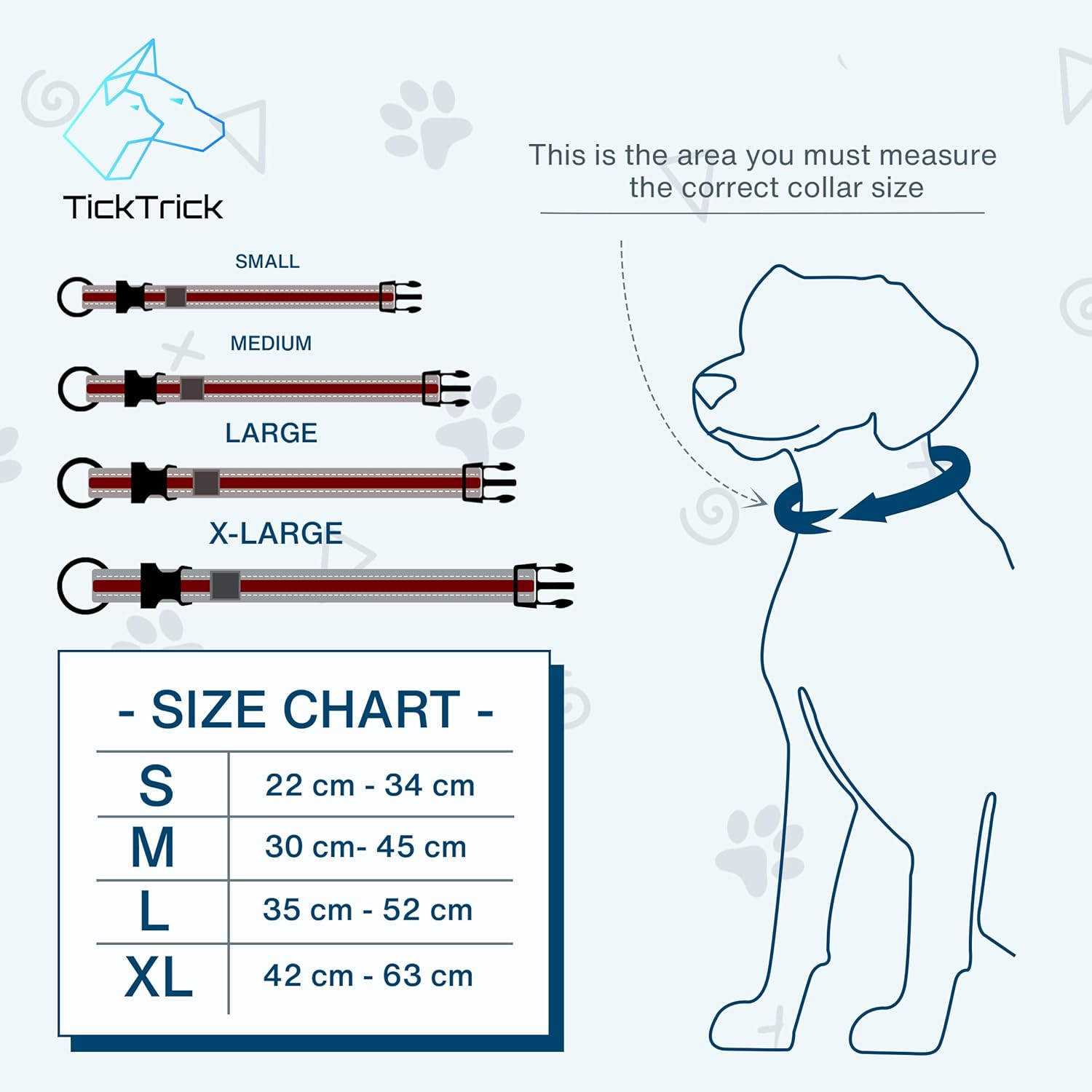 Ticktrick Dog Collar with Integrated Tick Tape Holder - Training Collar for Dogs Made of Durable Nylon - Reflective - S-XL - Black, Red, Blue - for Small & Large Dogs (Red, XL) image number 4